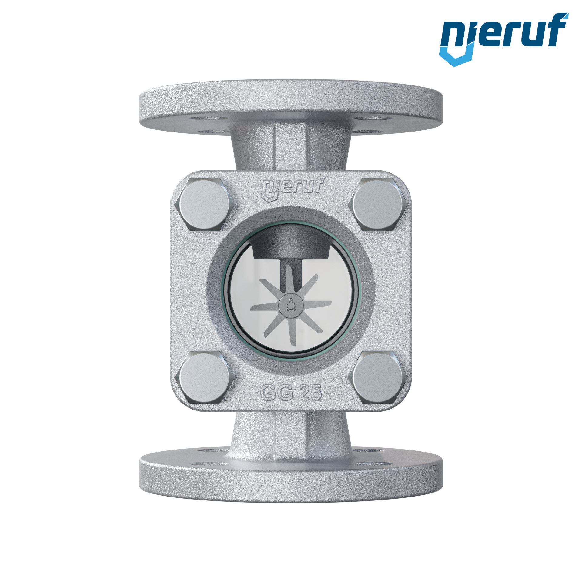 Specola visiva flangiata DN40 - 1 1/2" pollici ghisa GG25 flangia ANSI 150 vetro borosilicato versione con rotore in PTFE