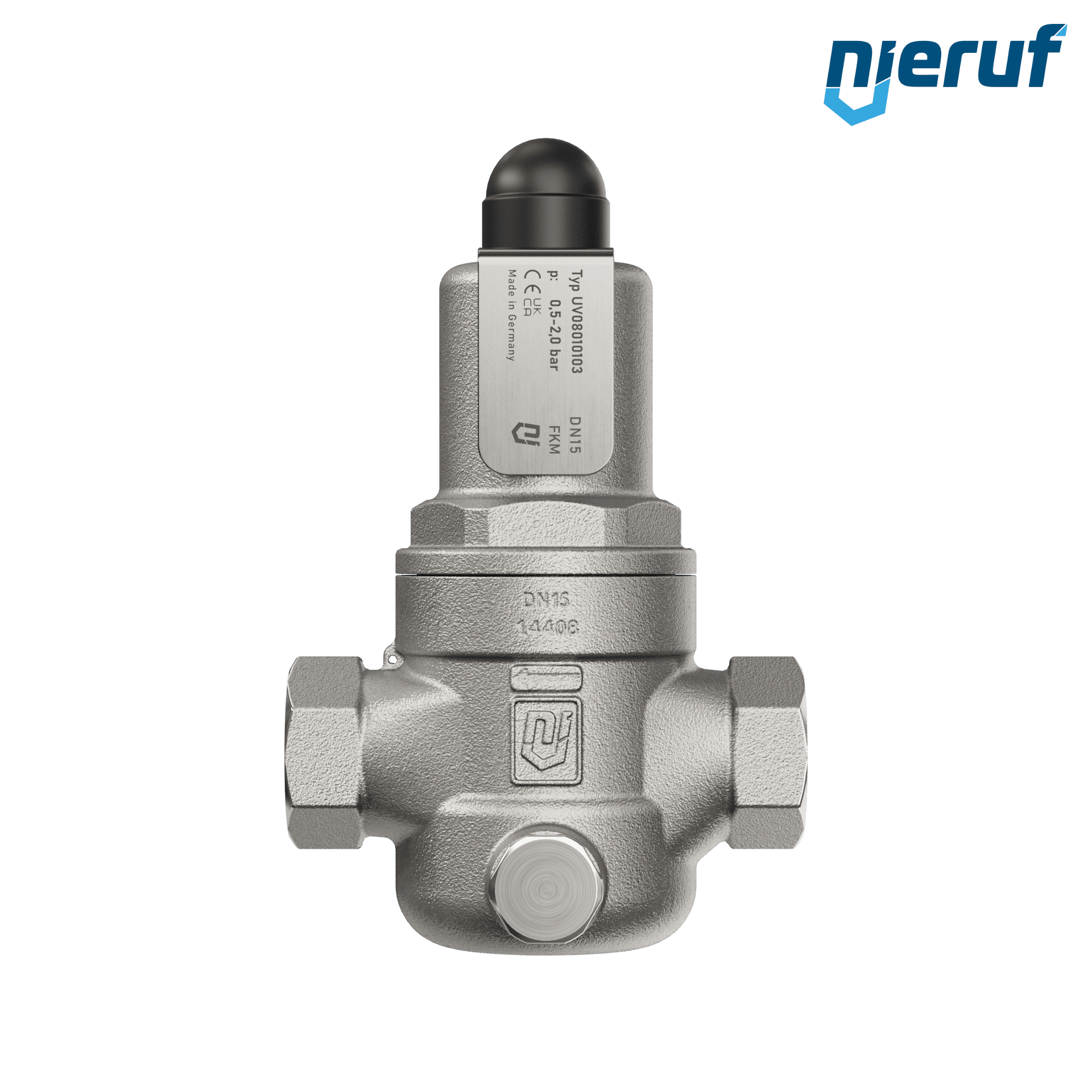 valvola di troppo pieno a pressione differenziale 1/2" pollici filettat. int UV08 acciaio inossidabile AISI 316L 0,5 - 2,0 bar