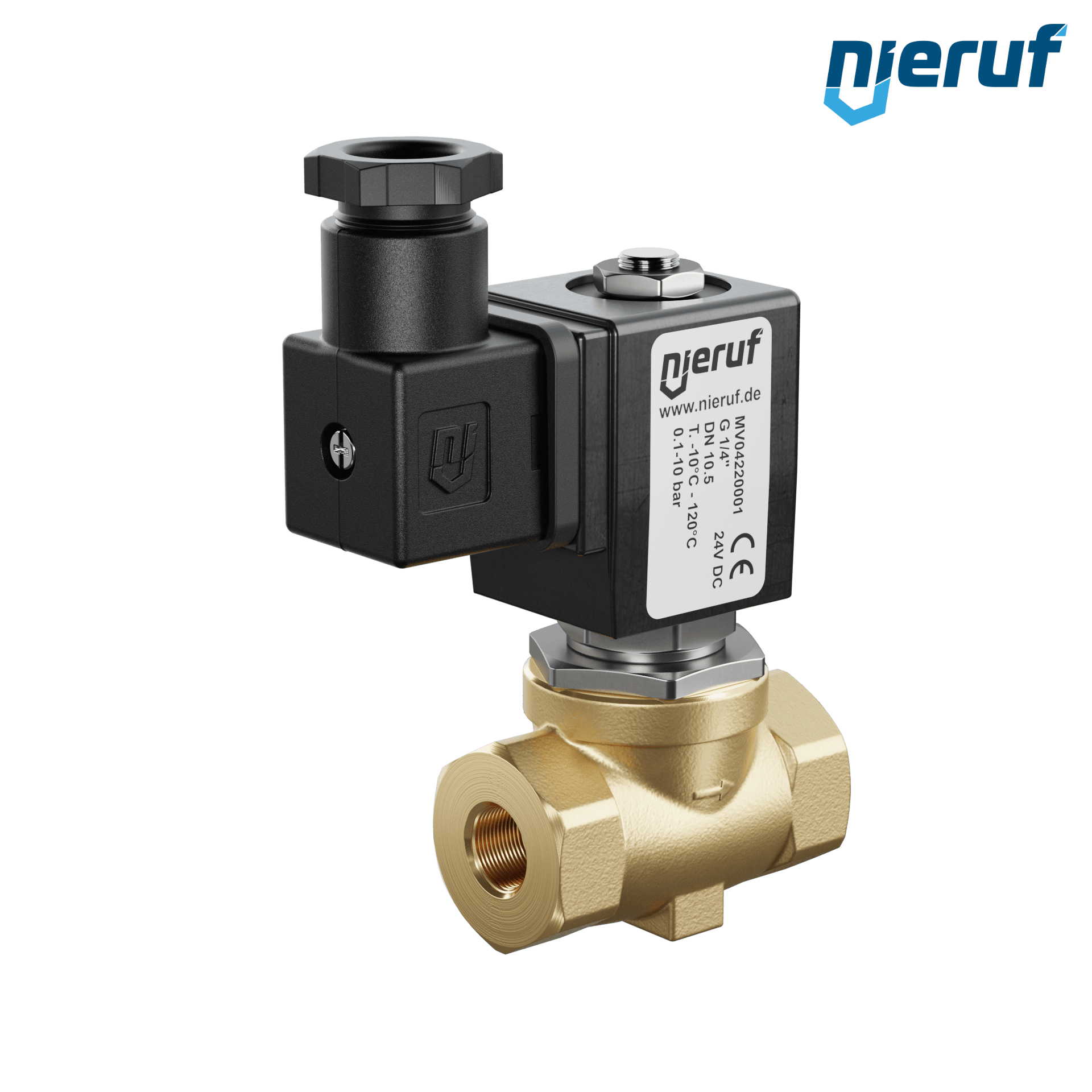 elettrovalvola a membrana G 1/4" pollici ottone MV04 FKM 24V DC