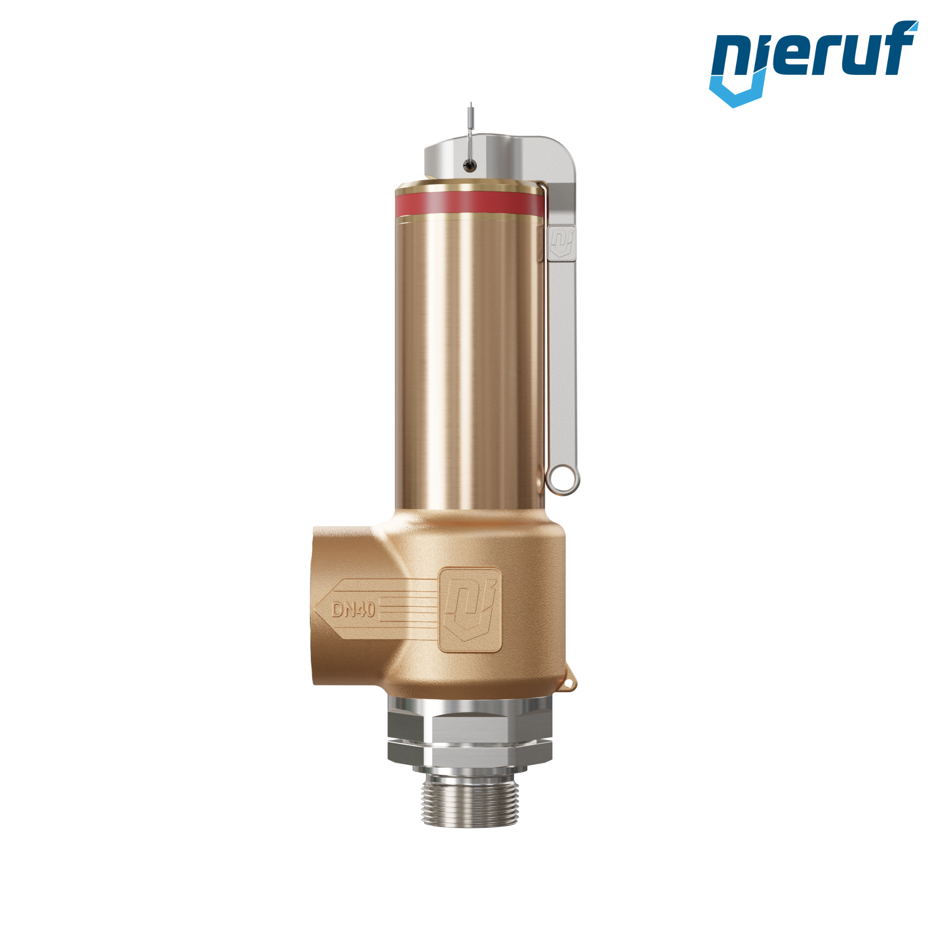 Kriogeniczny zawór bezpieczeństwa Dźwignia DN25 1" GZ x 1 1/2" GW SV18, stal nierdzewna & brąz PTFE