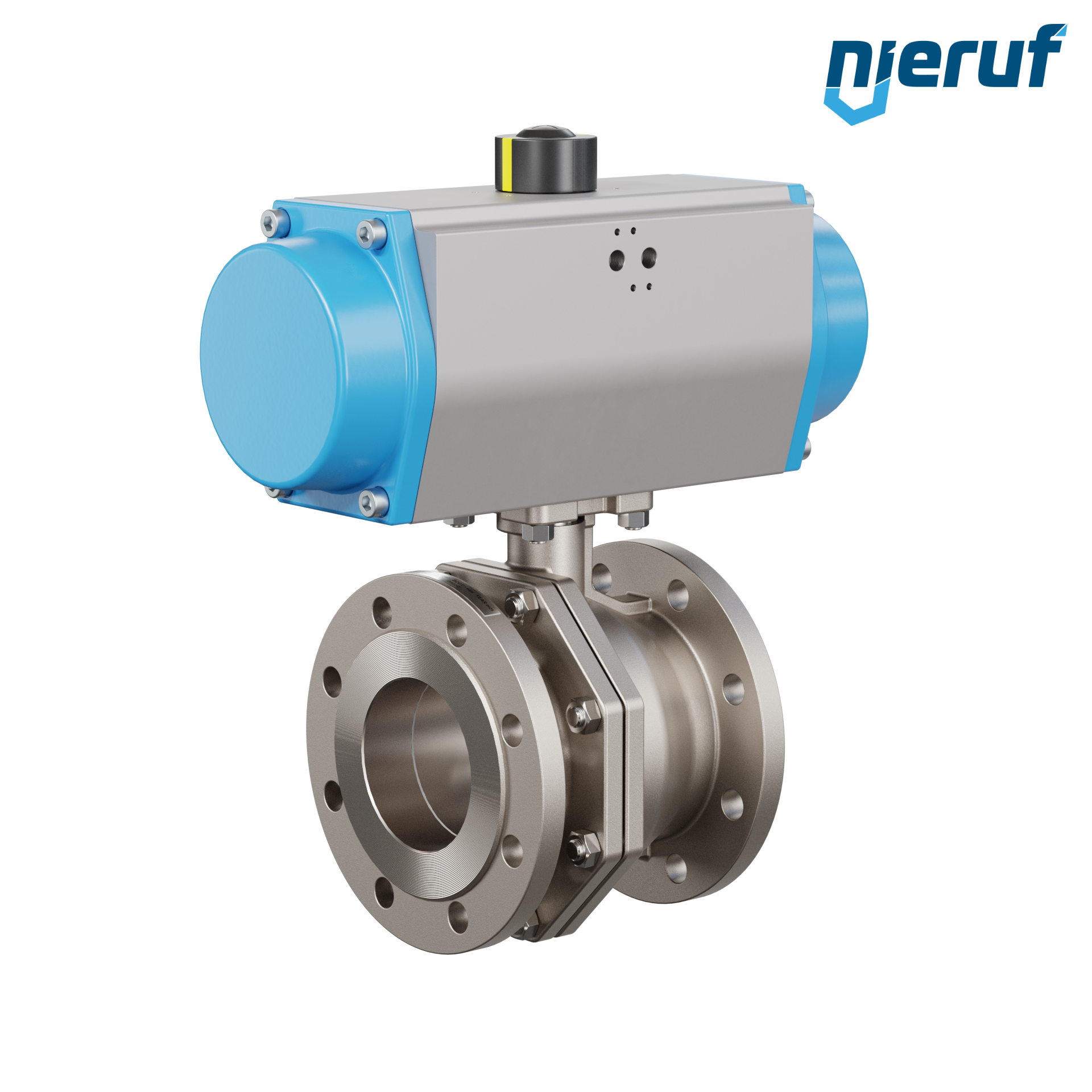 valvola a sfera flangiata DN100 PK05 azionamento rotativo pneumatico a semplice effetto apertura a molla