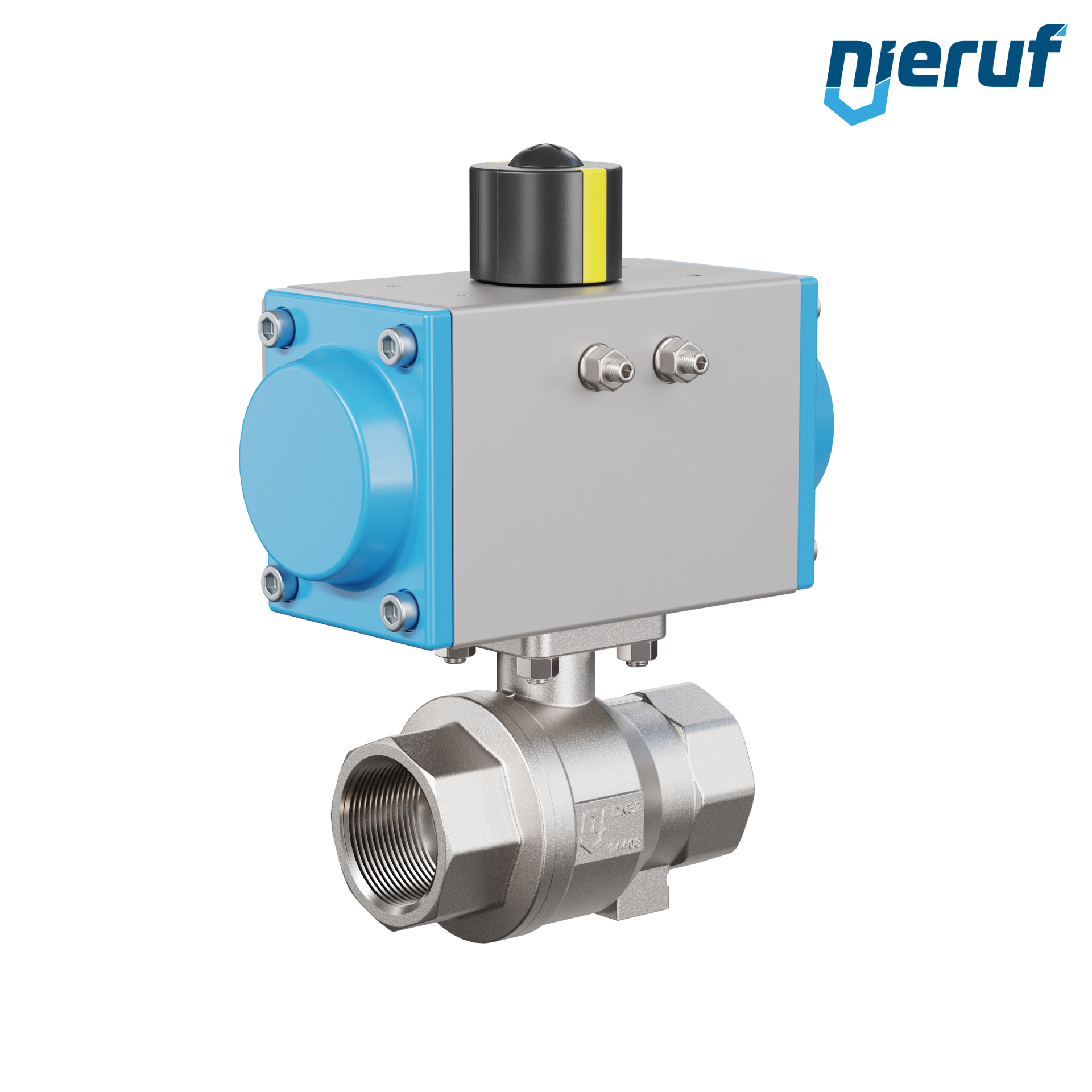 valvola a sfera pneumatica DN32 - 1 1/4" pollici azionamento rotativo a effetto semplice PK02