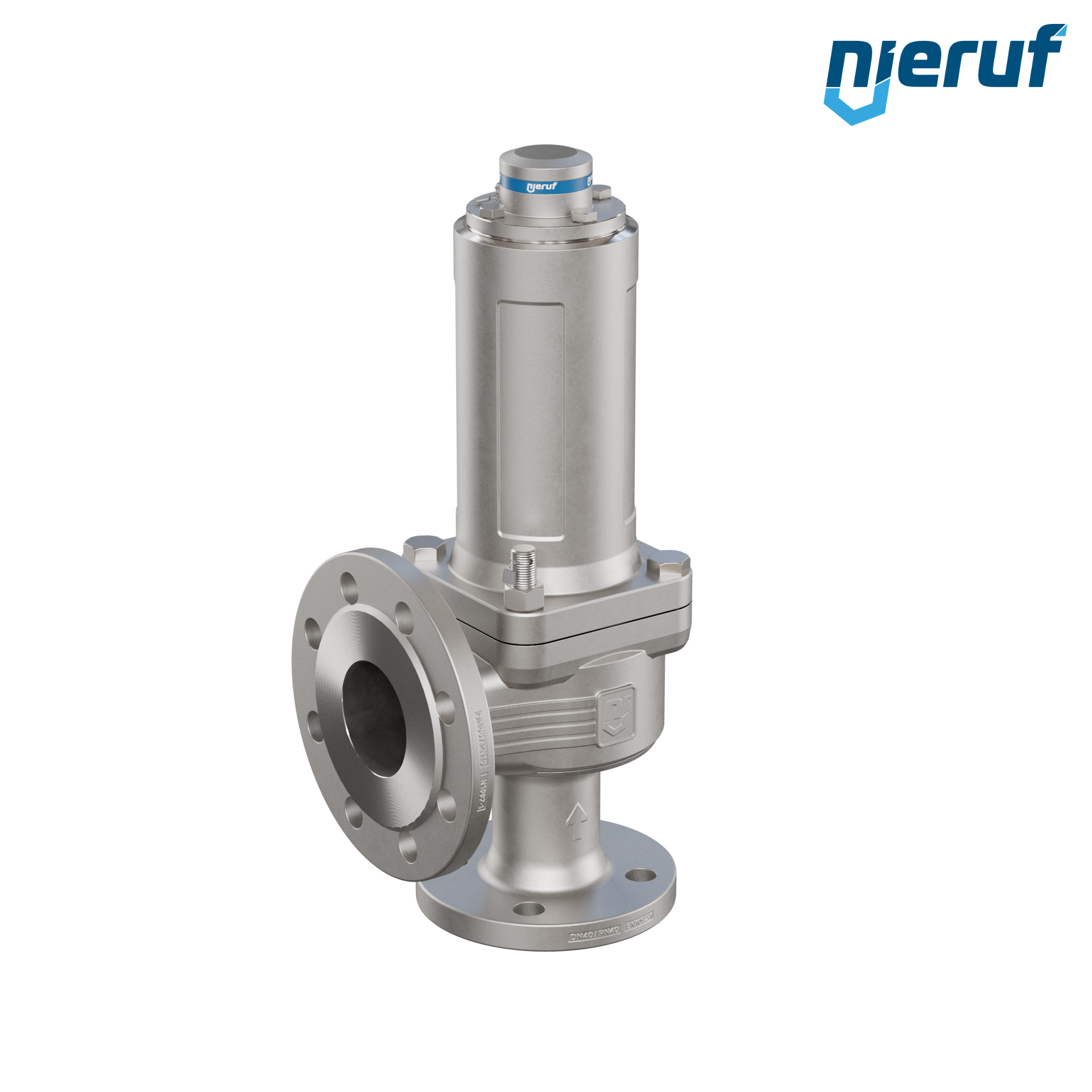 valvola di sicurezza flangiata DN40/DN65 SF04, acciaio inox 1.4408 PTFE, senza dispositivo di sollevamento