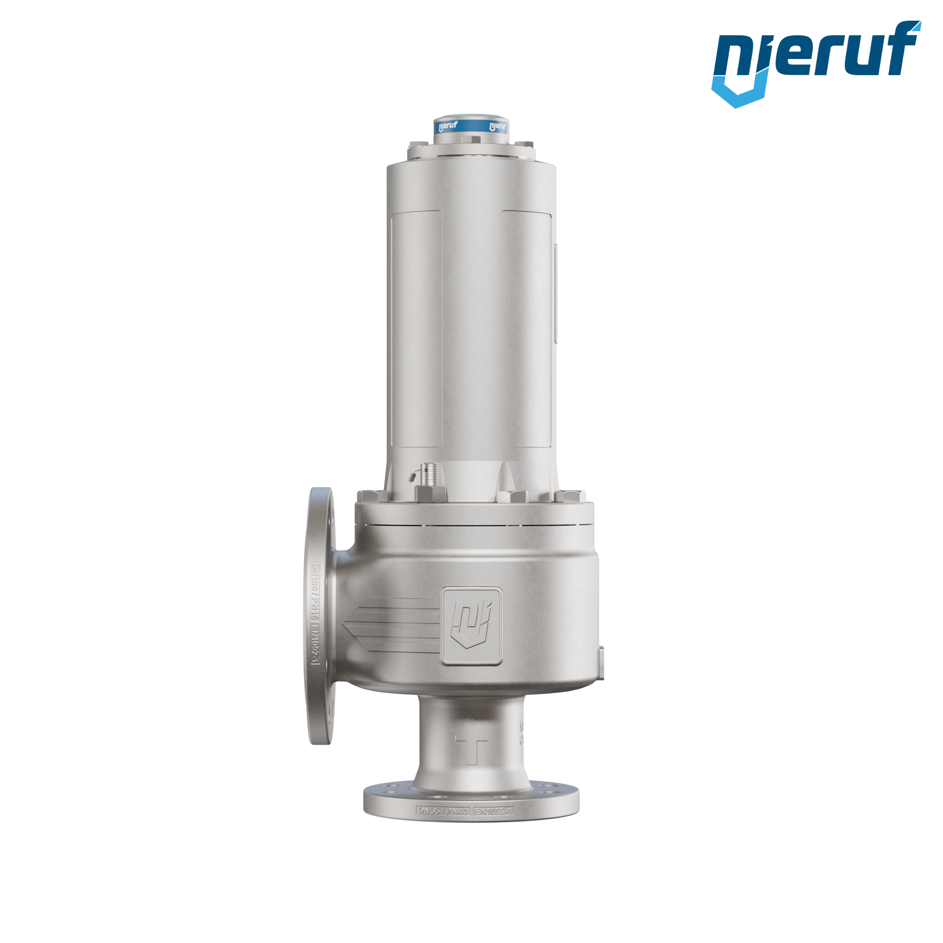 valvola di sicurezza flangiata DN65/DN100 SF04, acciaio inox 1.4408 PTFE, senza dispositivo di sollevamento