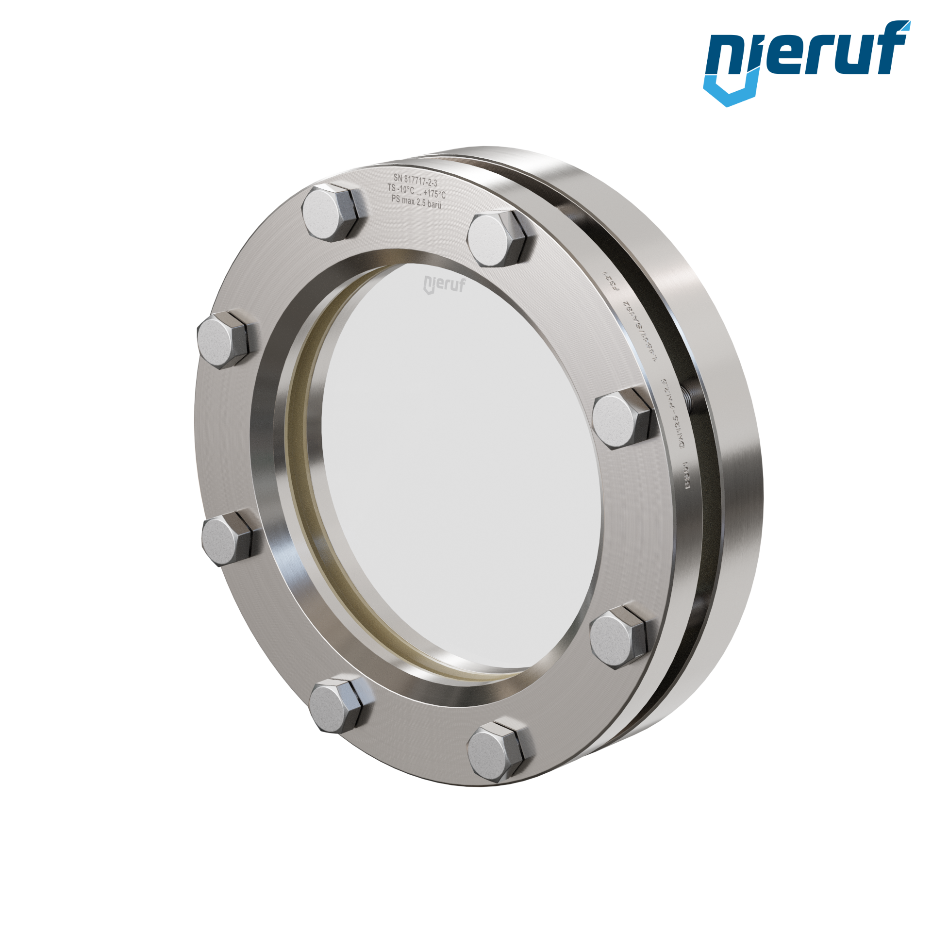 oblò di osservazione per serbatoi DN125 BS01 acciaio inossidabile 1.4571 NBR vetro borosilicato 2,5bar