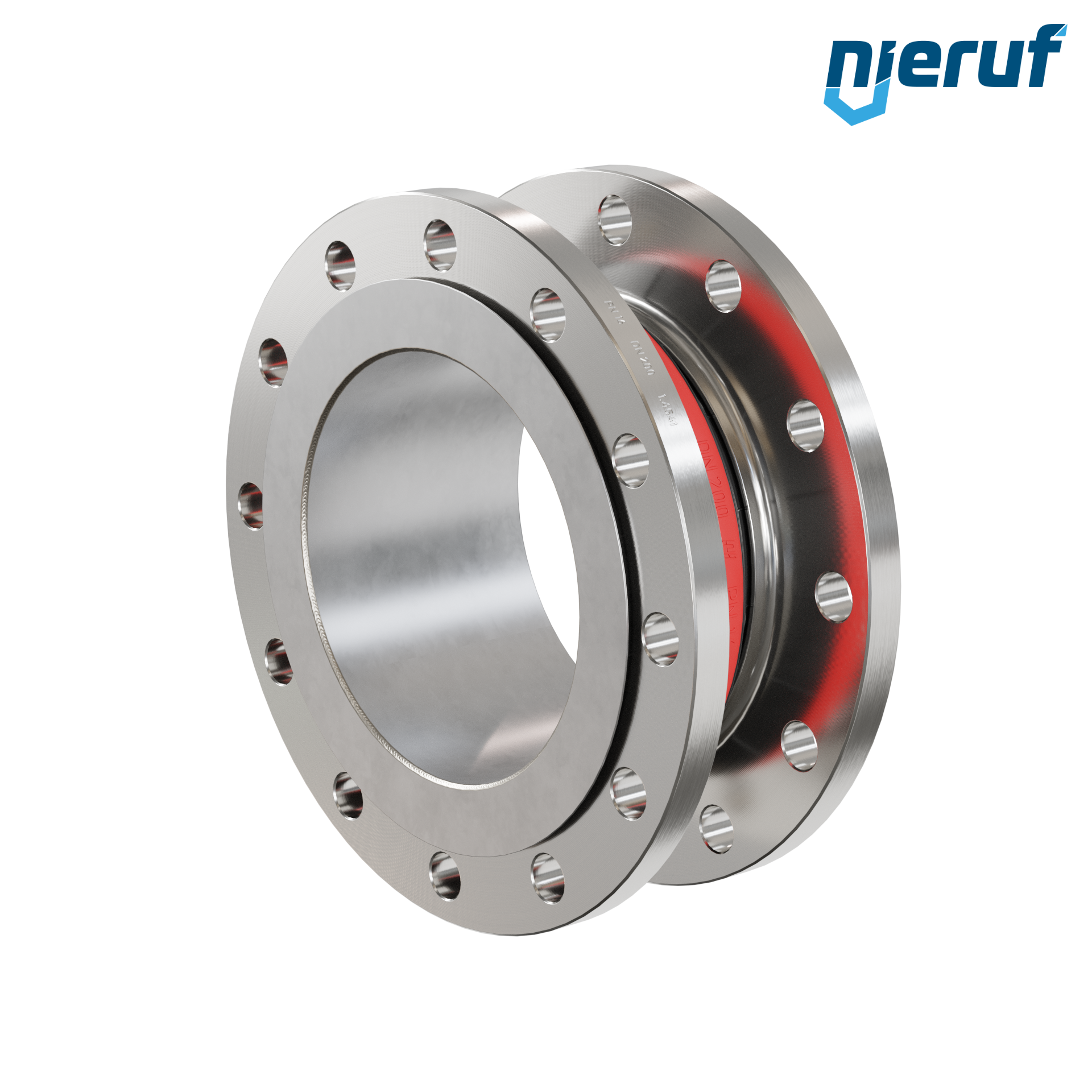 Compensatore in gomma per acqua potabile con deflettore DN200 PN16 tipo KP04 flange in acciaio inox EPDM