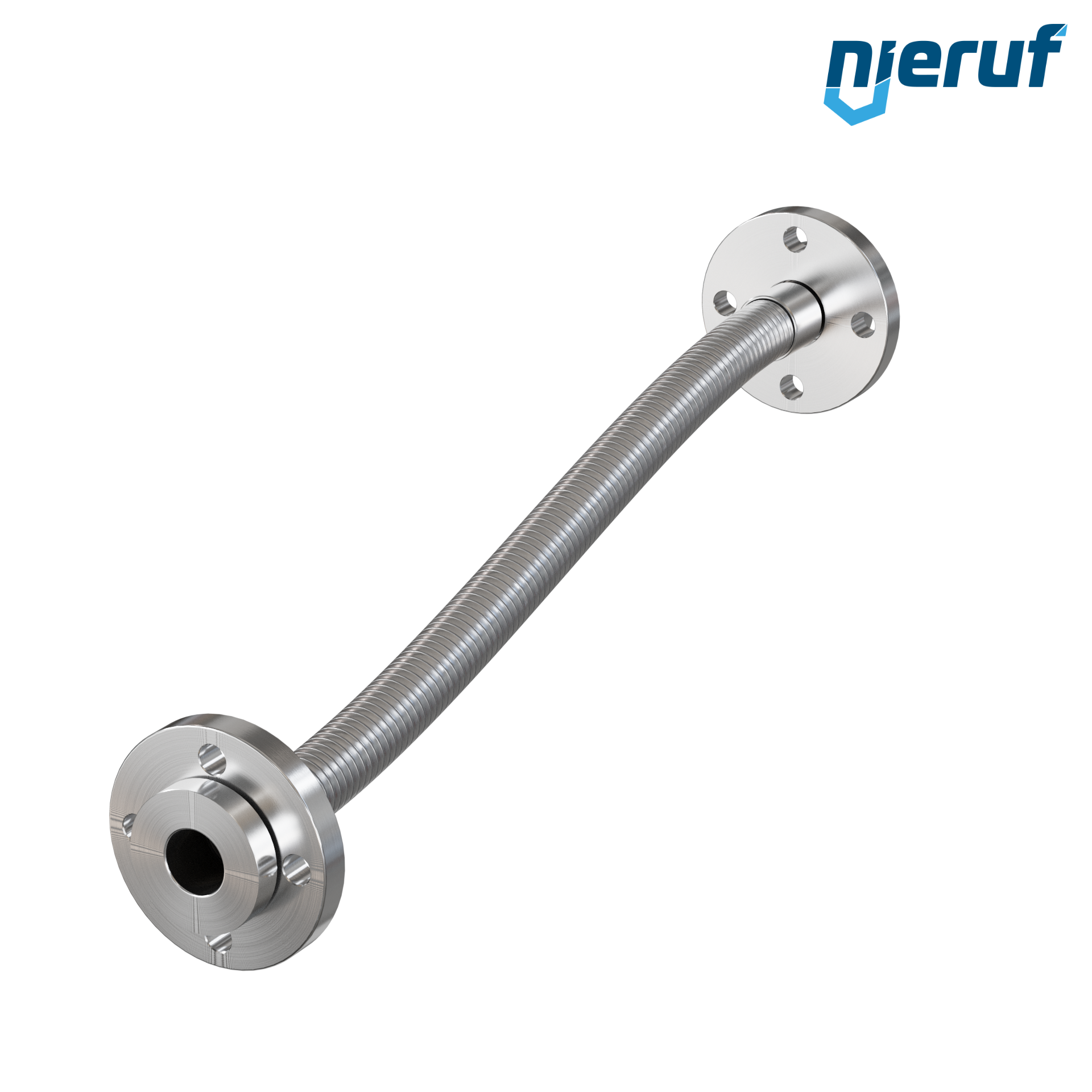 Tubo corrugato in acciaio inossidabile ES01 DN25 - 1" pollici con treccia doppia e flangia girevole Lunghezza 1000 mm