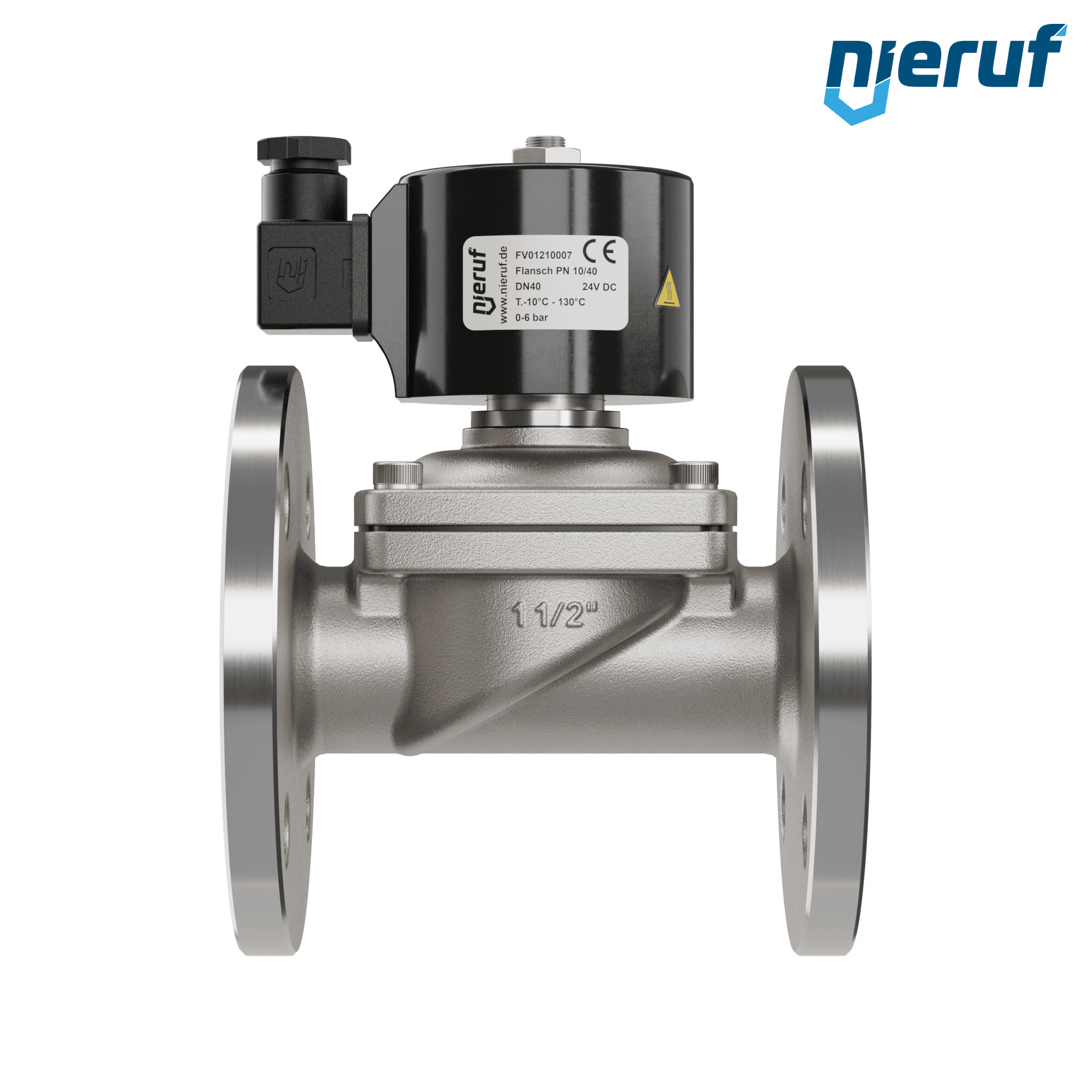 elettrovalvola flangiataDN40 acciaio inossidabile FV01 EPDM 24V DC