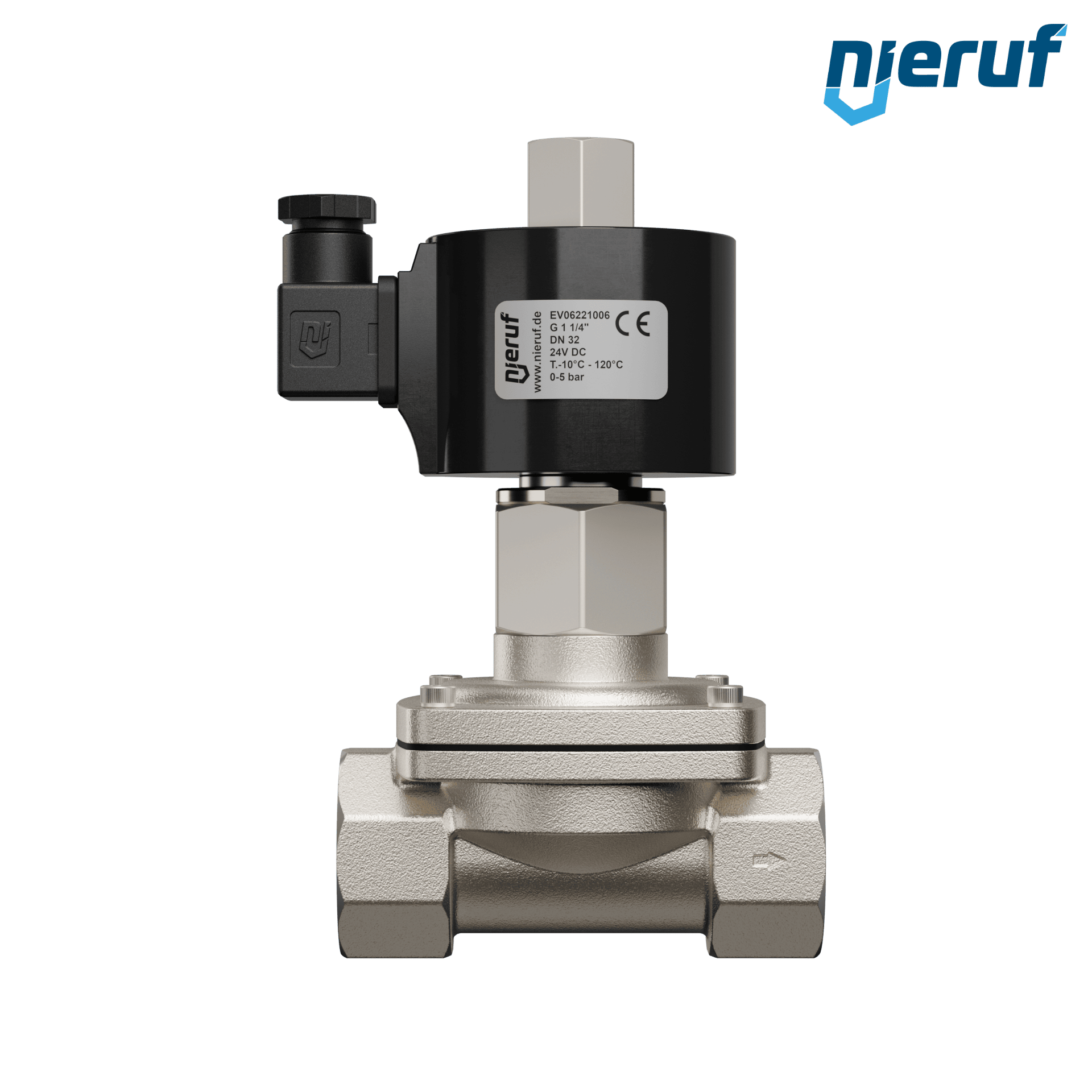 elettrovalvola DN32 G 1 1/4" pollici acciaio inossidabile EV06 FKM 24V DC NO