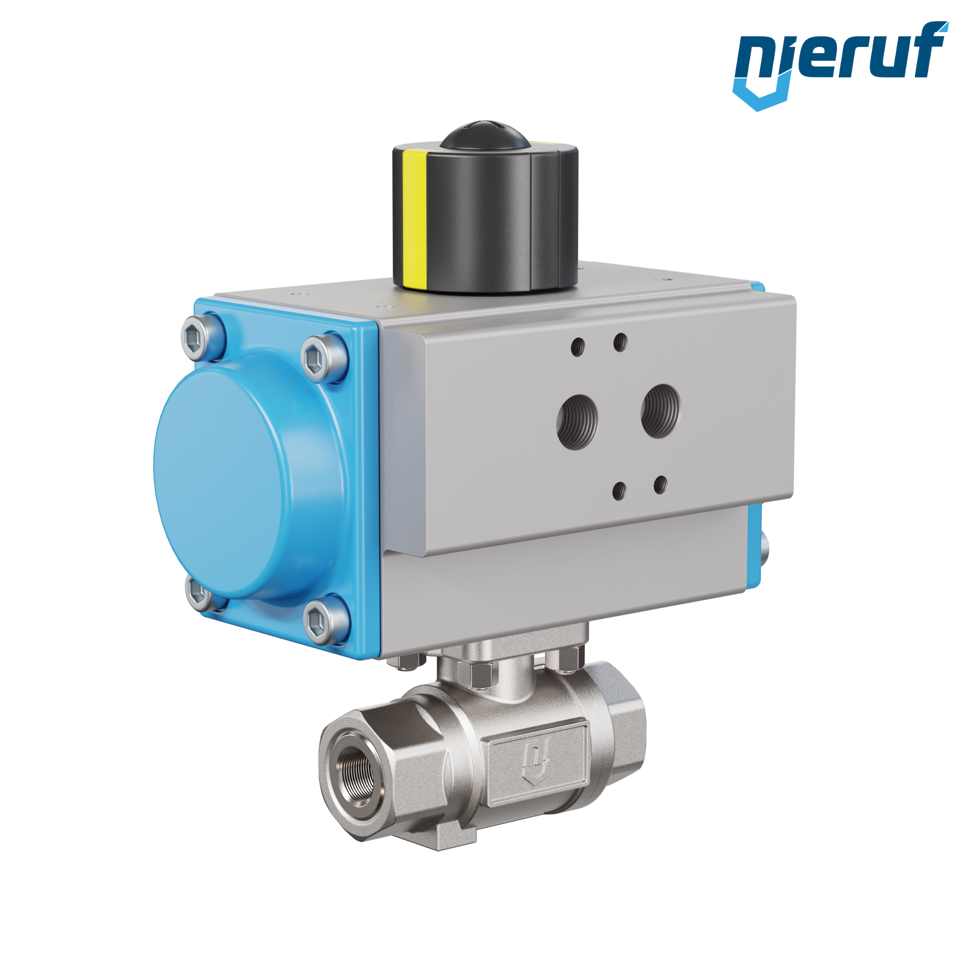 valvola a sfera con attuatore pneumatico DN8 - 1/4" pollici acciaio inossidabile azionamento rotativo a effetto semplice apertura a molla PK02 DVGW W