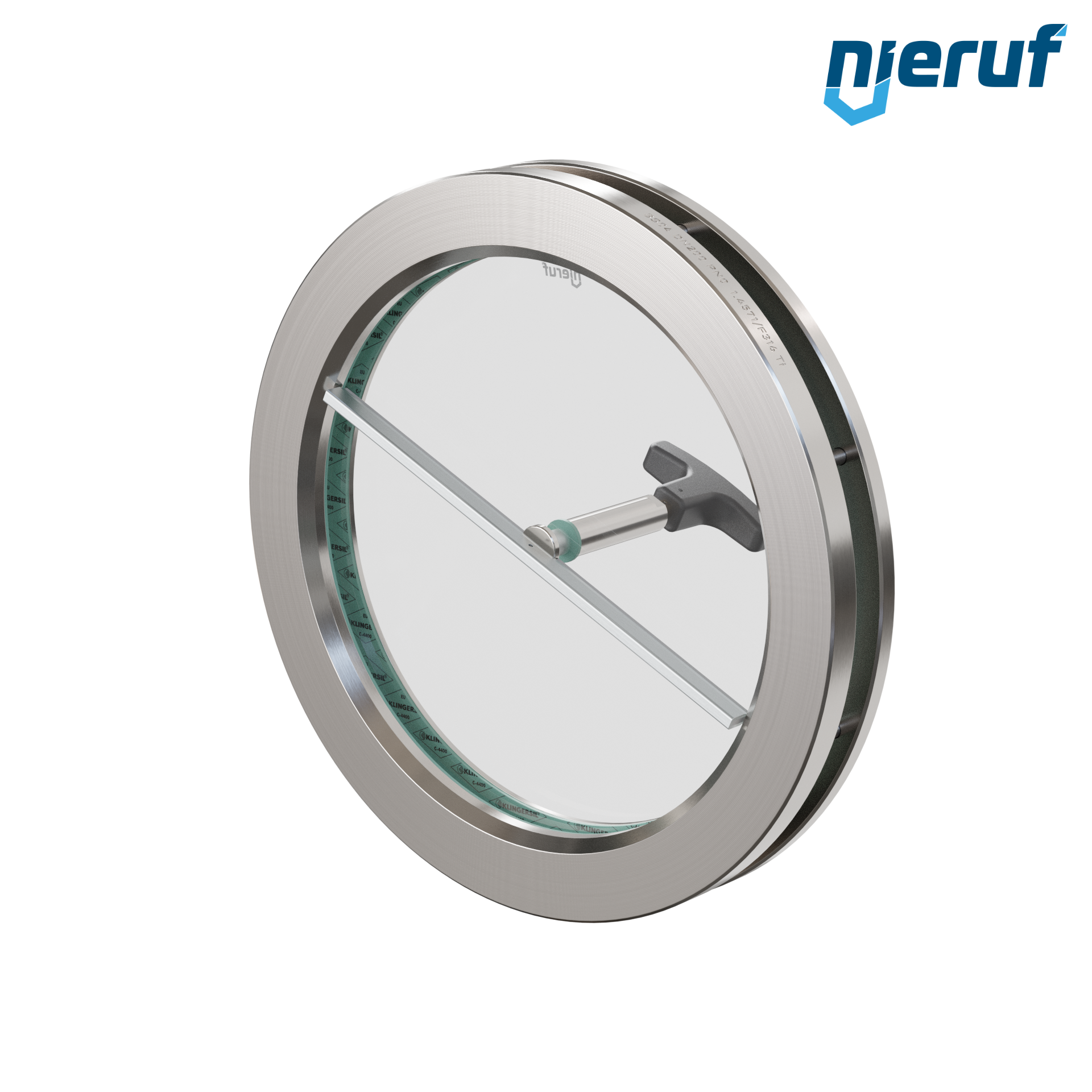oblò di osservazione per serbatoi con tergicristallo in PTFE DN200 BS04 acciaio inossidabile 1.4571 vetro borosilicato 0,0 bar
