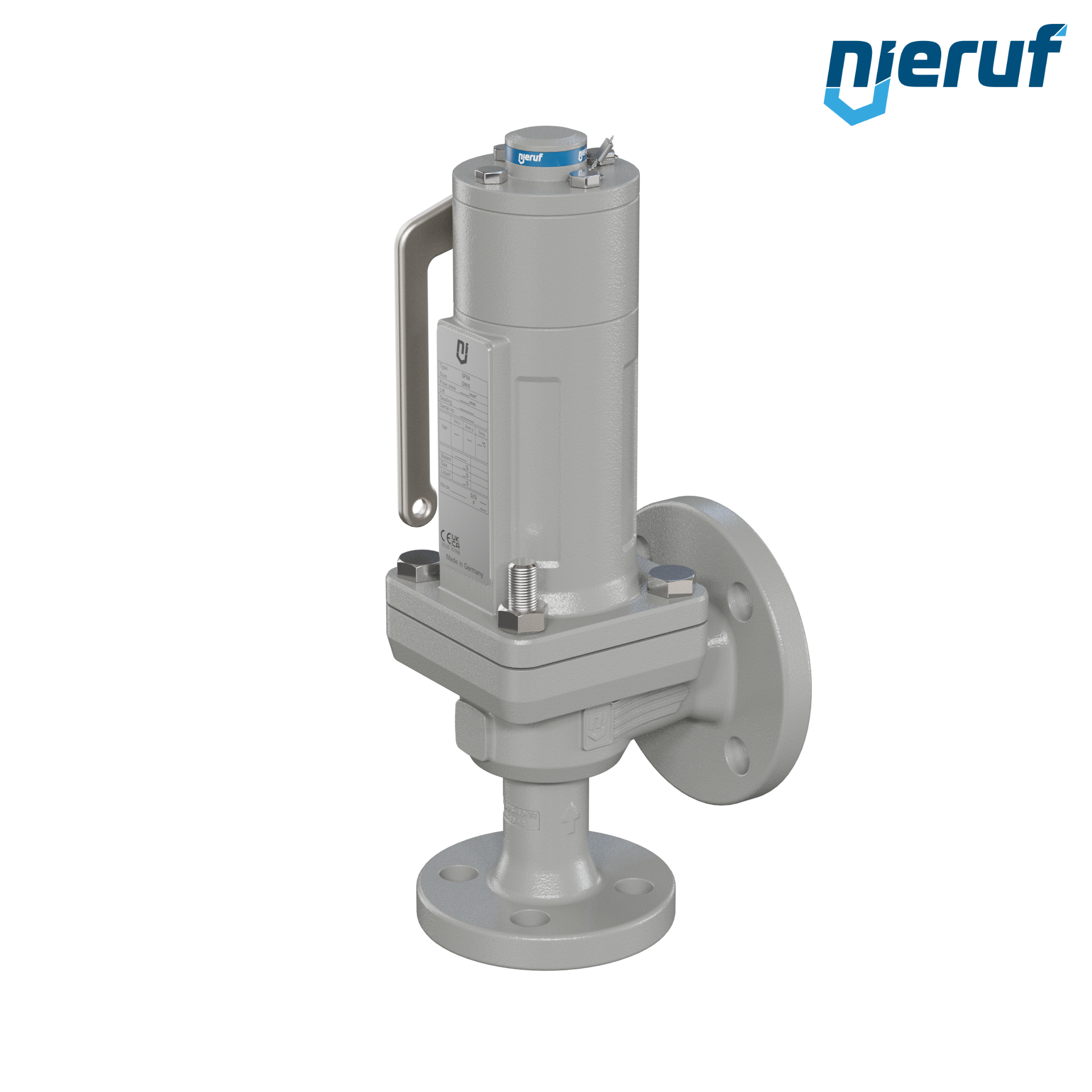 valvola di sicurezza flangiata DN15/DN25 SF06, cappello della molla a tenuta di gas (antigas) PTFE, dispositivo di sollevamento con leva