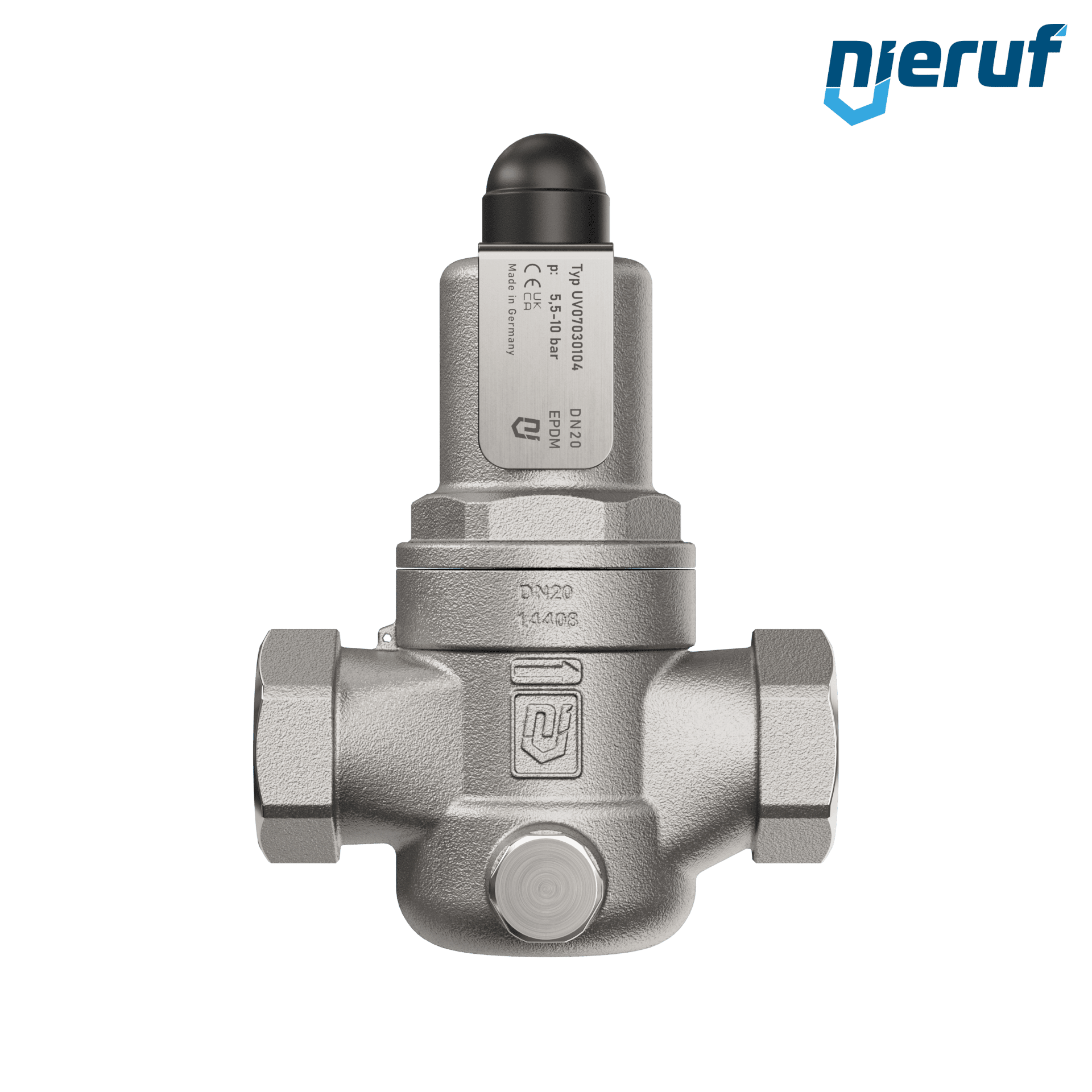 valvola di troppo pieno a pressione differenziale 3/4" pollici filettat. int UV07 acciaio inossidabile AISI 316L 5,5 - 10,0 bar