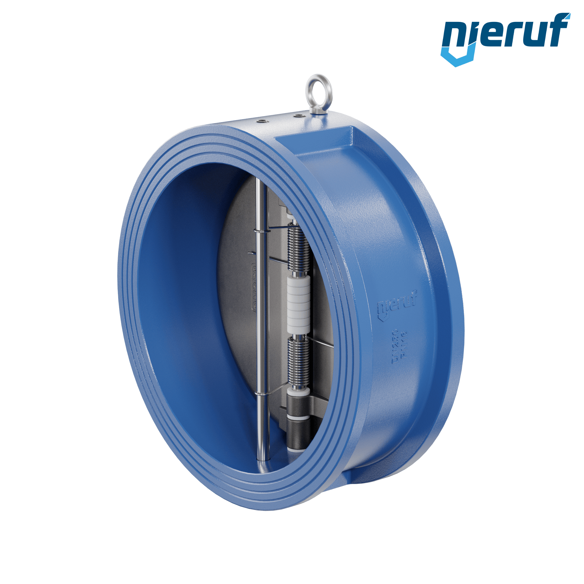 valvola di ritegno a doppio battente DN250 ANSI150 DR01 ANSI 150 GGG40 con rivestimento epossidico blu 180µm  FKM