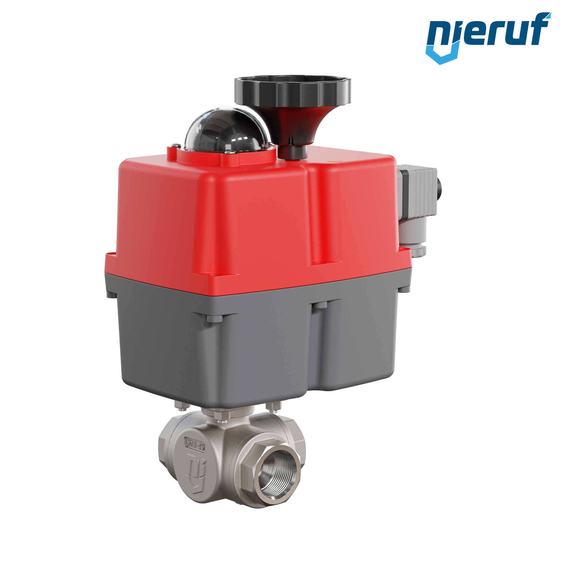 valvola a sfera a 3 vie con attuatore elettrico 24-240V DN20 - 3/4" pollici acciaio inossidabile a passaggio ridotto con incavo a forma di L