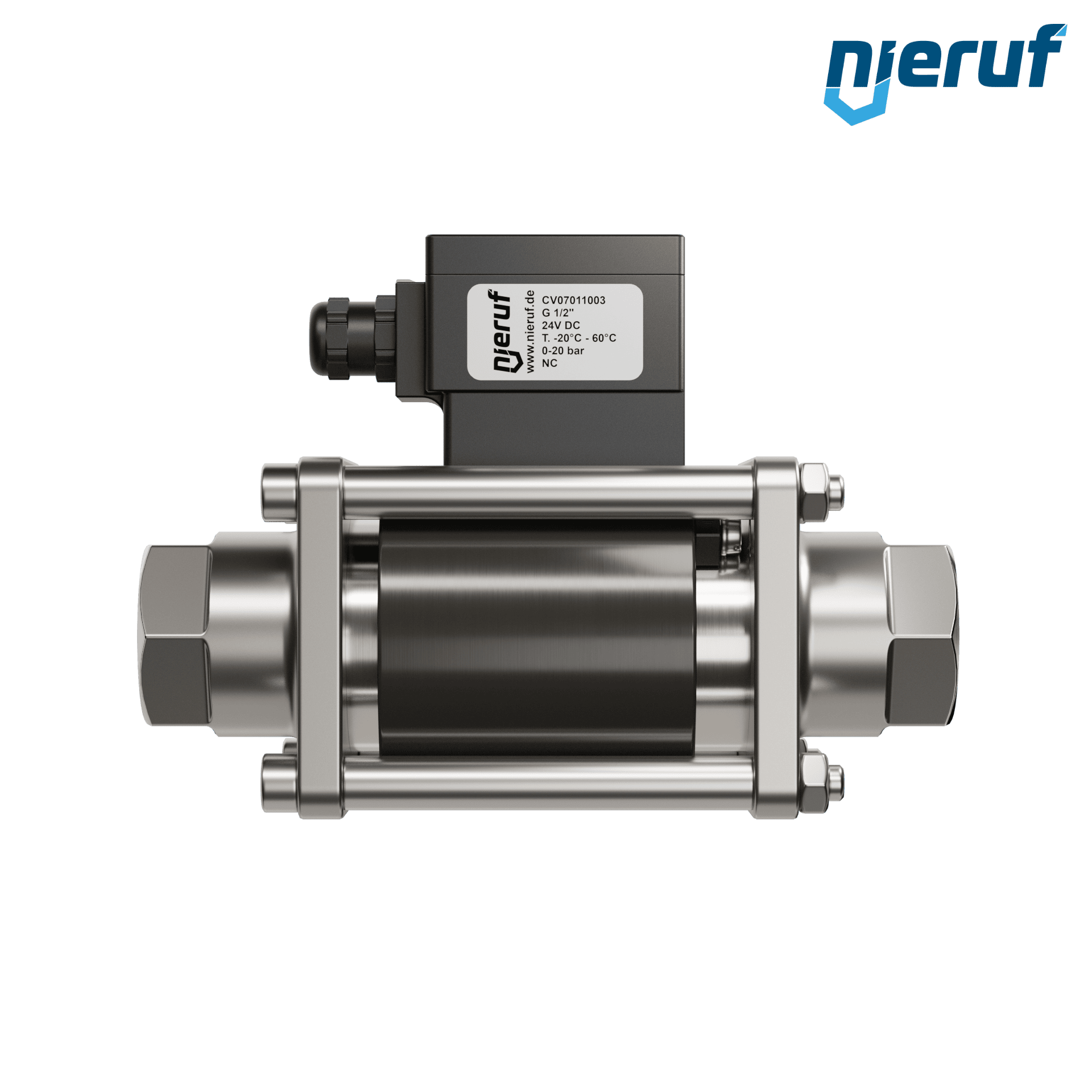 valvola coassiale ATEX CV07 1/2" pollici filettatura interna - DN15 acciaio inossidabile 24V DC NC - per applicazione con acqua