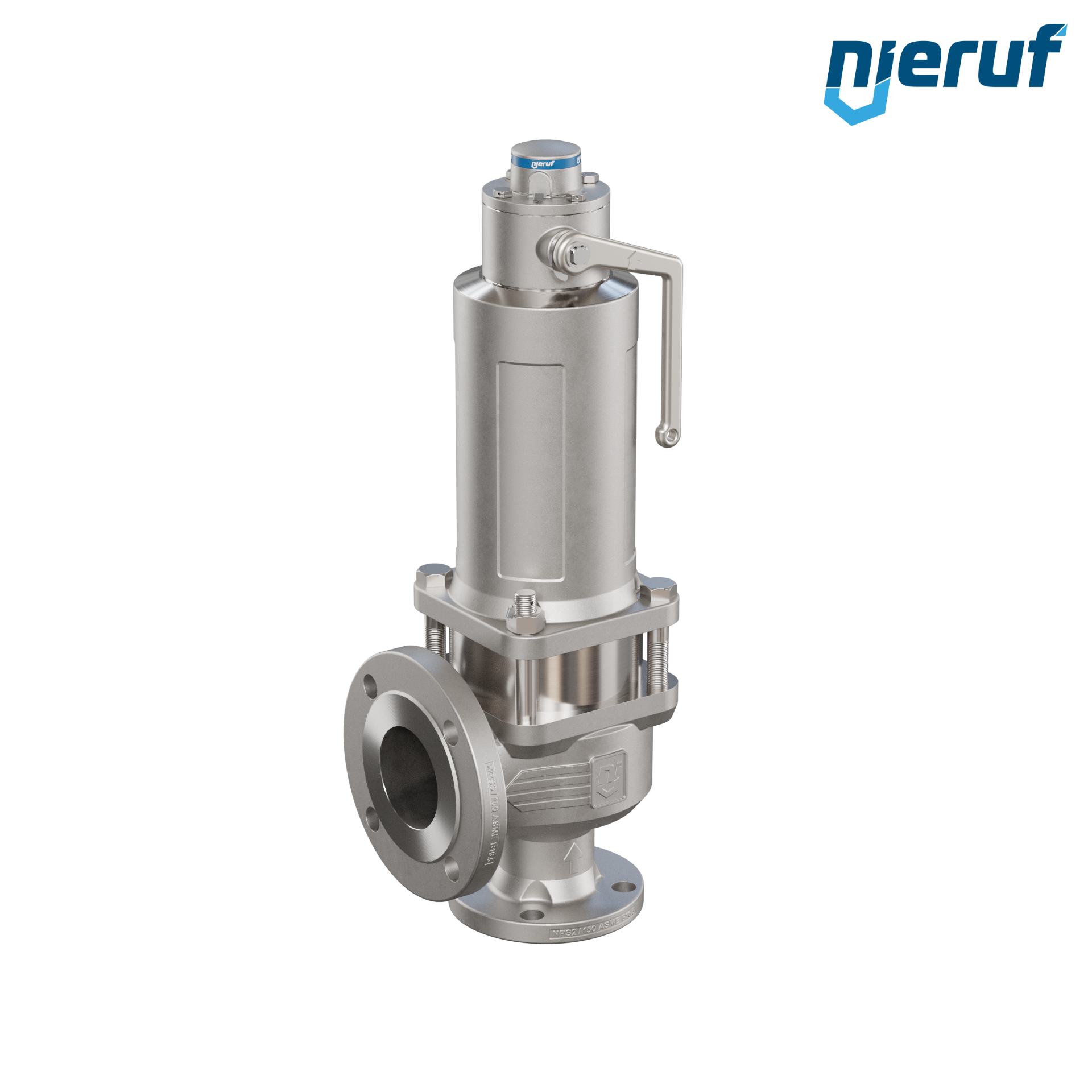 valvola di sicurezza flangiata ASME fluidi liquidi a tenuta di gas manicotto di tenuta ANSI 150 DN50 2" x 3" SF04, acciaio inossidabile, FFKM, dispositivo di sollevamento con leva
