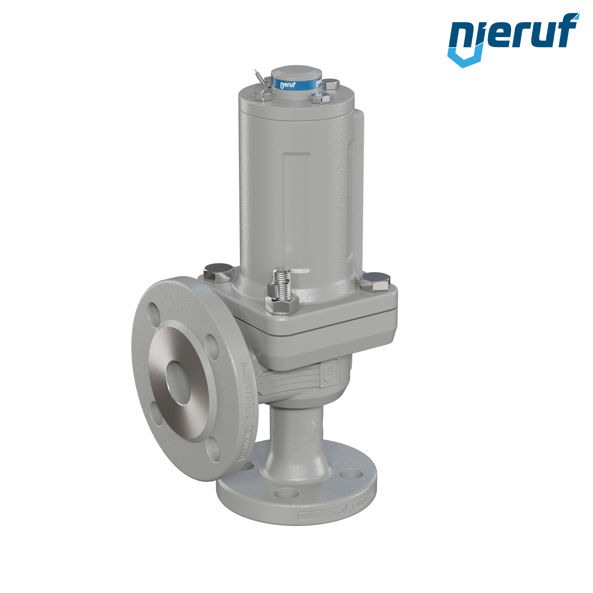 valvola di sicurezza flangiata DN15/DN25 SF06, cappello della molla a tenuta di gas (antigas) PTFE, senza dispositivo di sollevamento