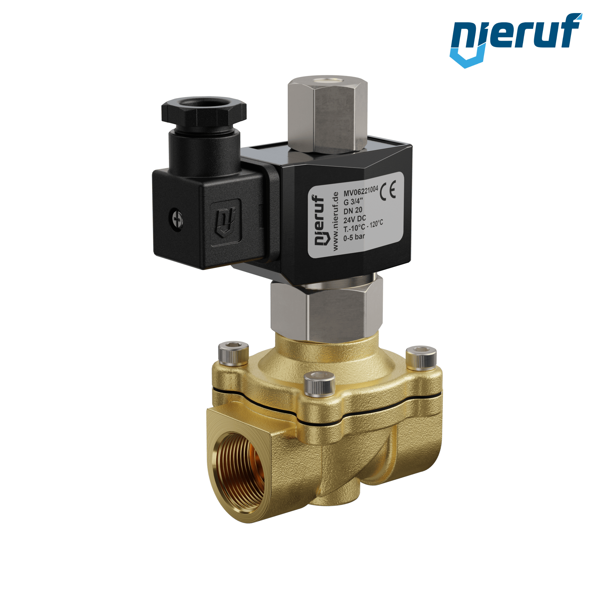 électrovanne DN20 G 3/4" pouce laiton MV06 FKM 24V DC NO