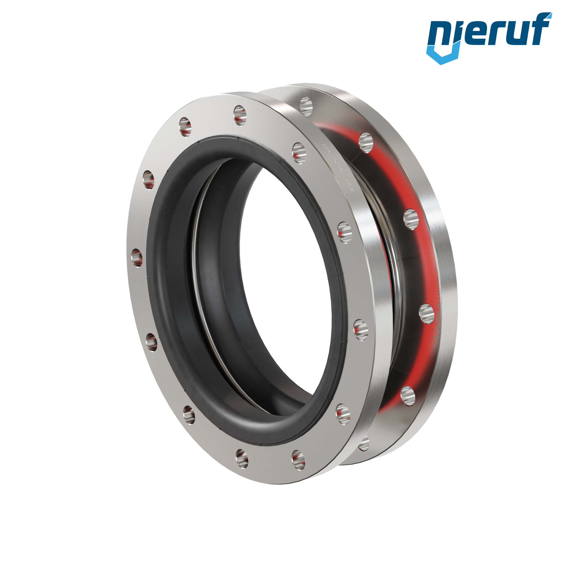 Compensatore in gomma per acqua potabile con anello di supporto per vuoto DN300 PN10 tipo KP04 flange in acciaio inox EPDM