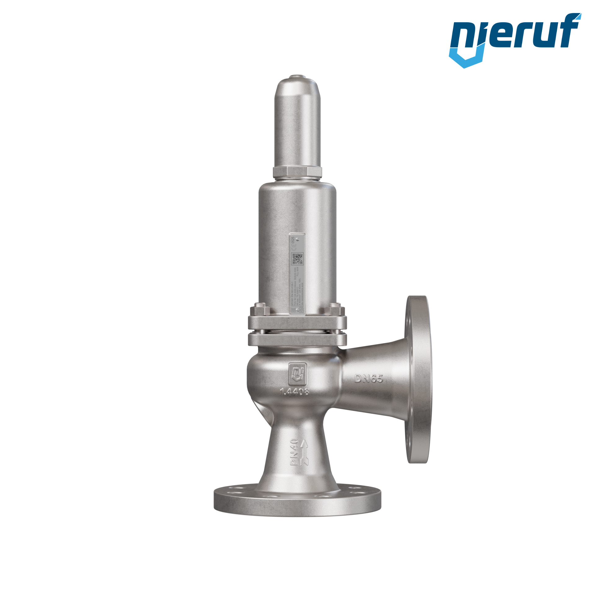 valvola di sicurezza flangiata DN65/DN65 SF0301, acciaio inox 1.4408 FPM, senza leva