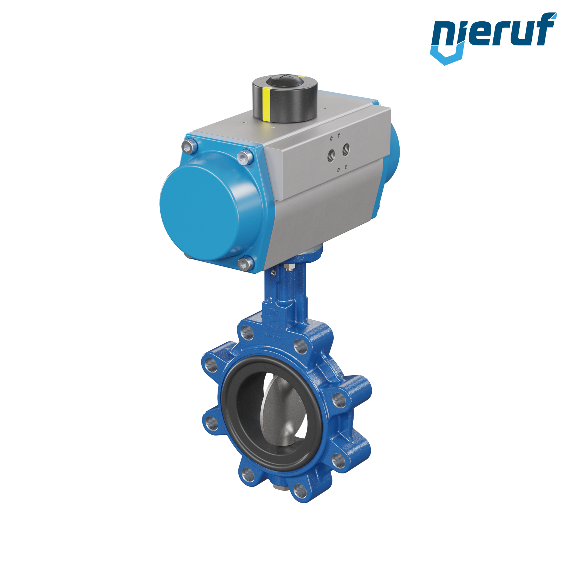 Butterfly valve DN 80 AK02 FPM pneumatic actuator single acting normally open