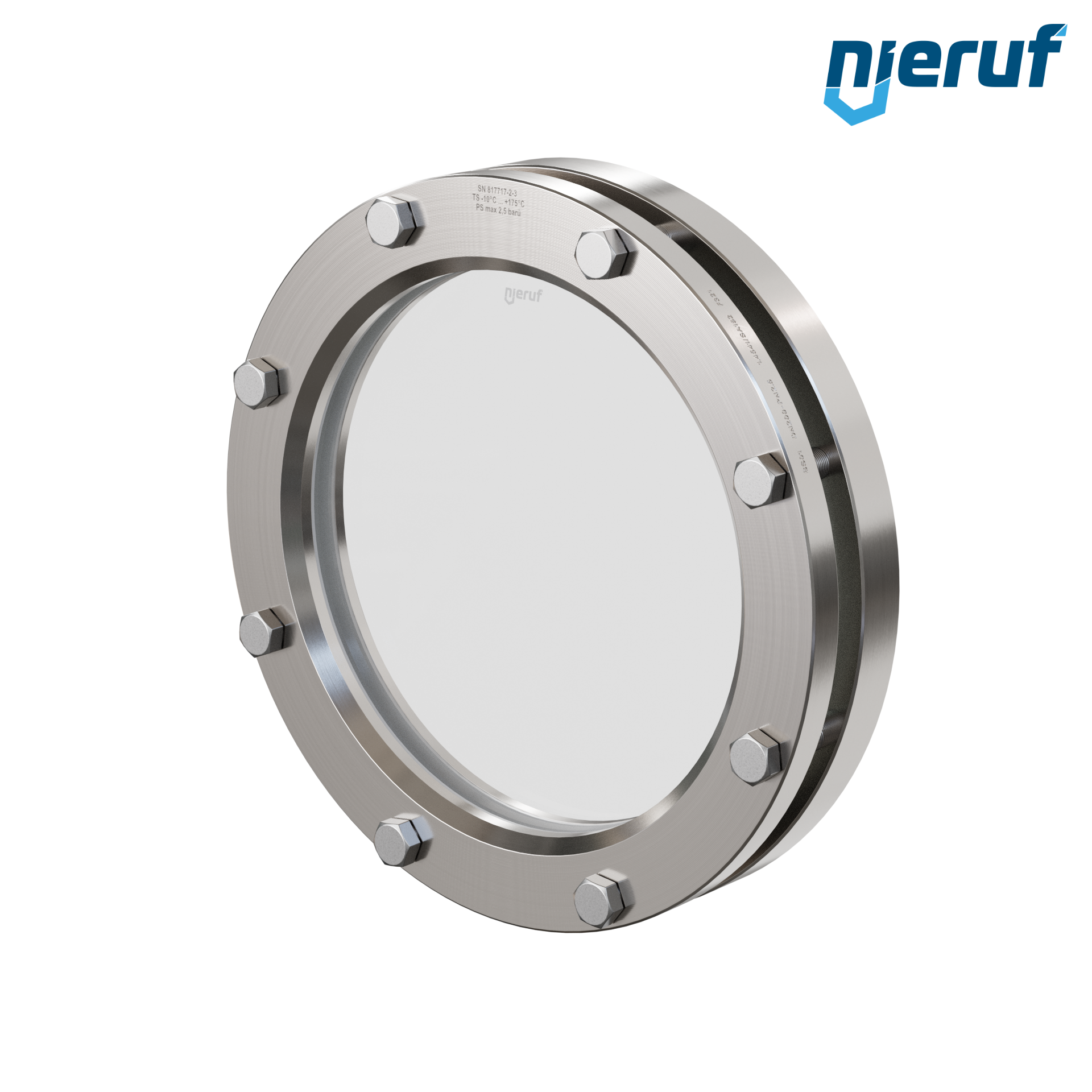 oblò di osservazione per serbatoi DN200 BS01 acciaio inossidabile 1.4571 PTFE vetro borosilicato 2,5bar