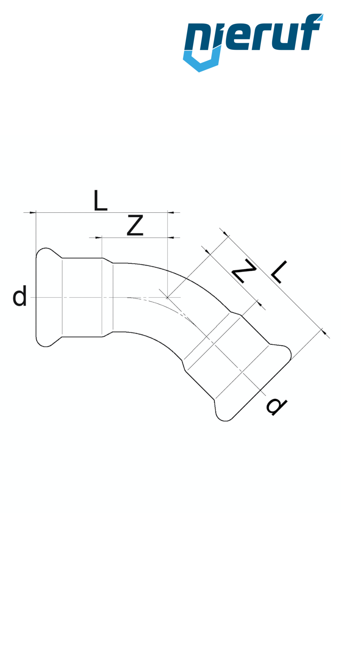 Codo Pressfitting 45° H x H DN32 - 35,0 mm Acero inoxidable