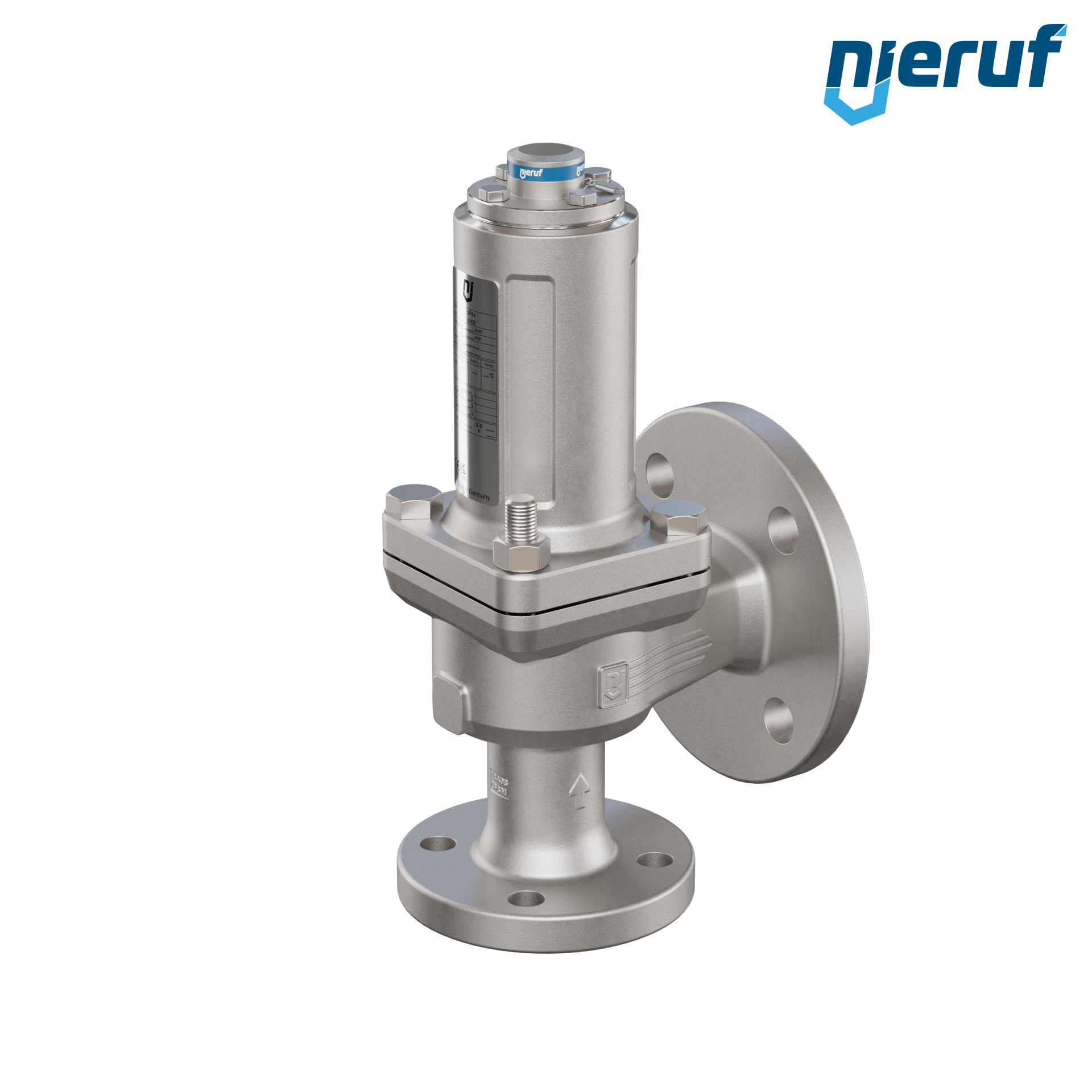 valvola di sicurezza flangiata DN25/DN40 SF04, acciaio inox 1.4408 PTFE, senza dispositivo di sollevamento