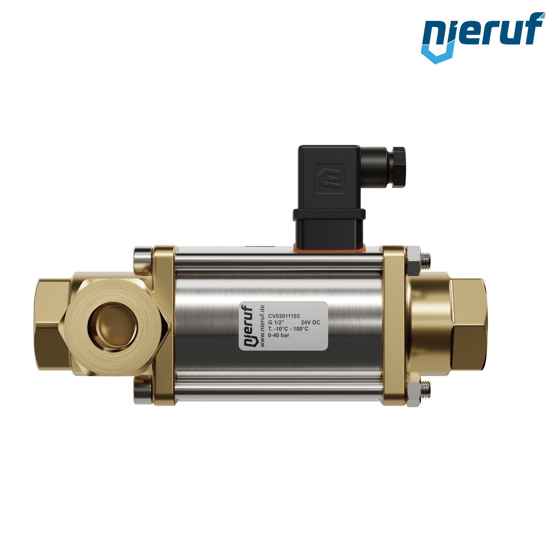 valvola coassiale a 3/2 vie 1/2" pollici filettatura interna - DN15 ottone 24V DC NO - per applicazione con acqua