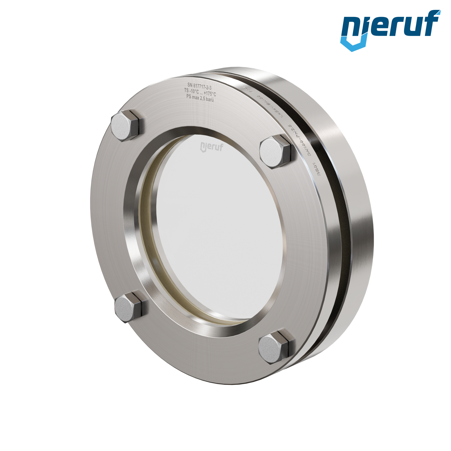 oblò di osservazione per serbatoi DN100 BS01 acciaio inossidabile 1.4571 NBR vetro borosilicato 2,5bar