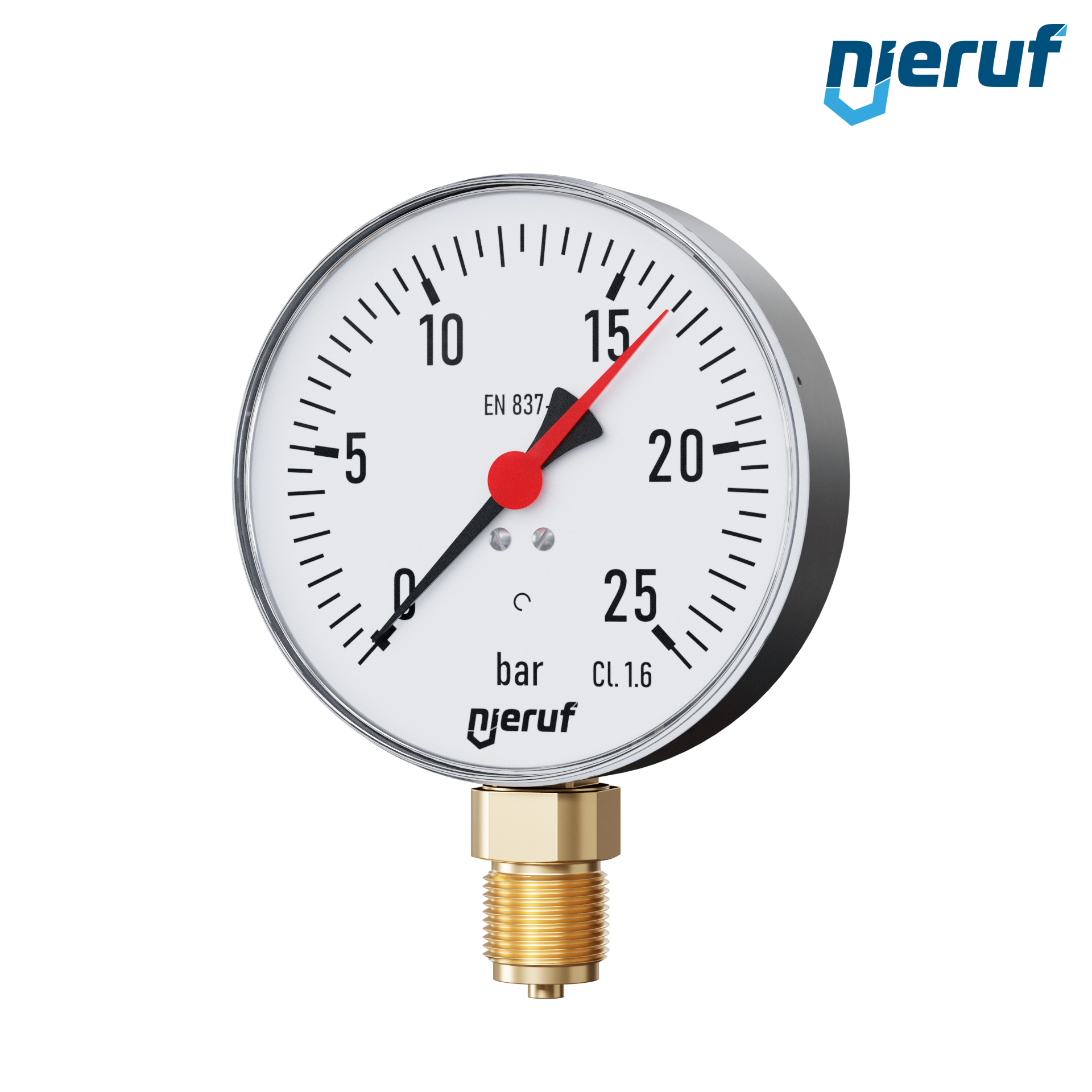 Manometer G 1/2" radial 100 mm Stahl MM04 0 - 25,0 bar ohne Füllung, trocken