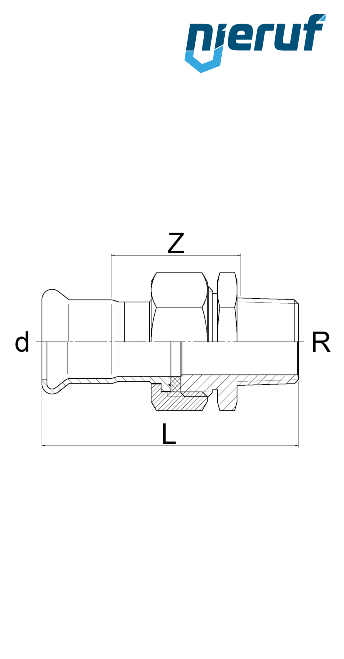 Unión recta Pressfitting H DN12 - 15,0 mm rosca macho 3/4" Acero inoxidable