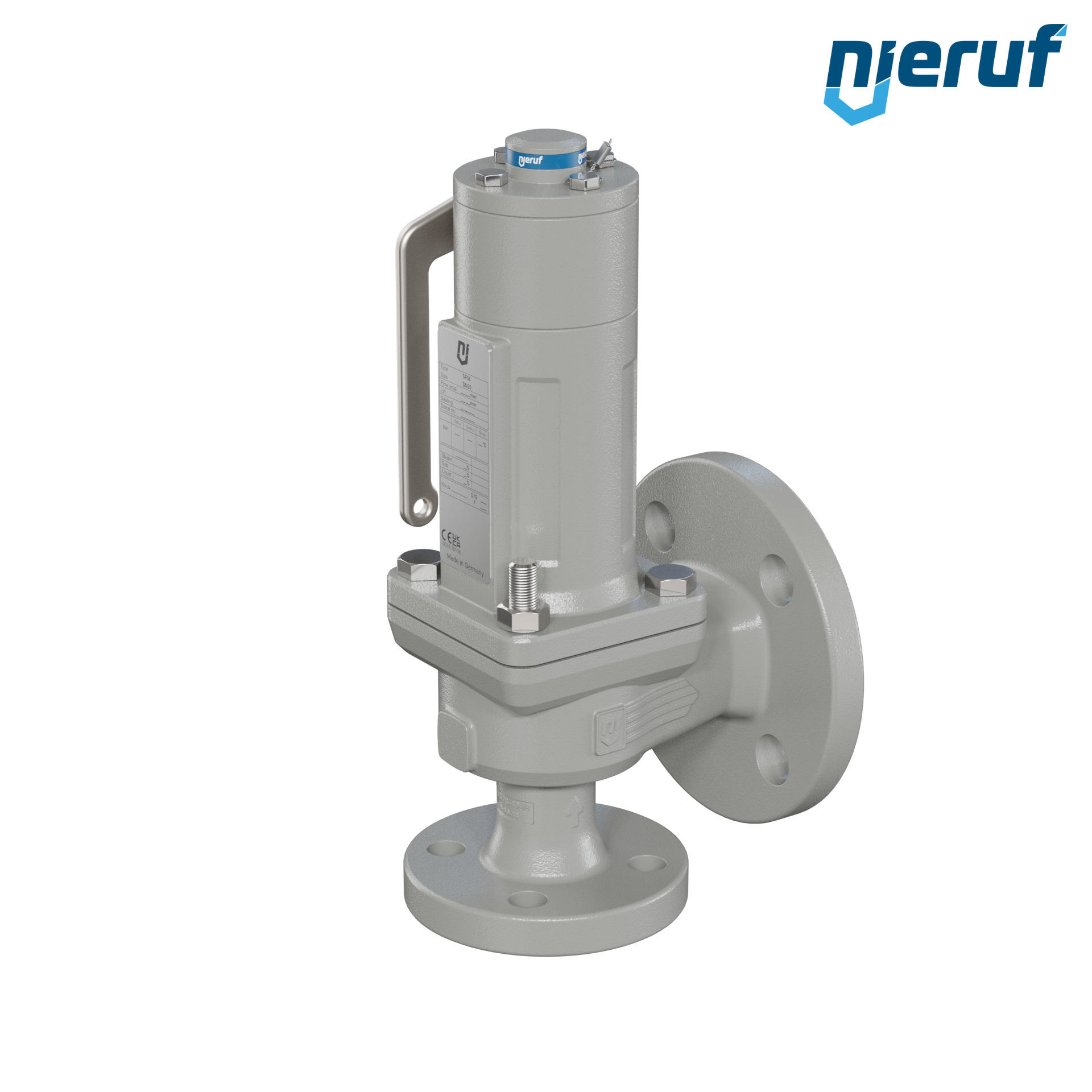 valvola di sicurezza flangiata DN20/DN32 SF06, cappello della molla a tenuta di gas (antigas) PTFE, dispositivo di sollevamento con leva
