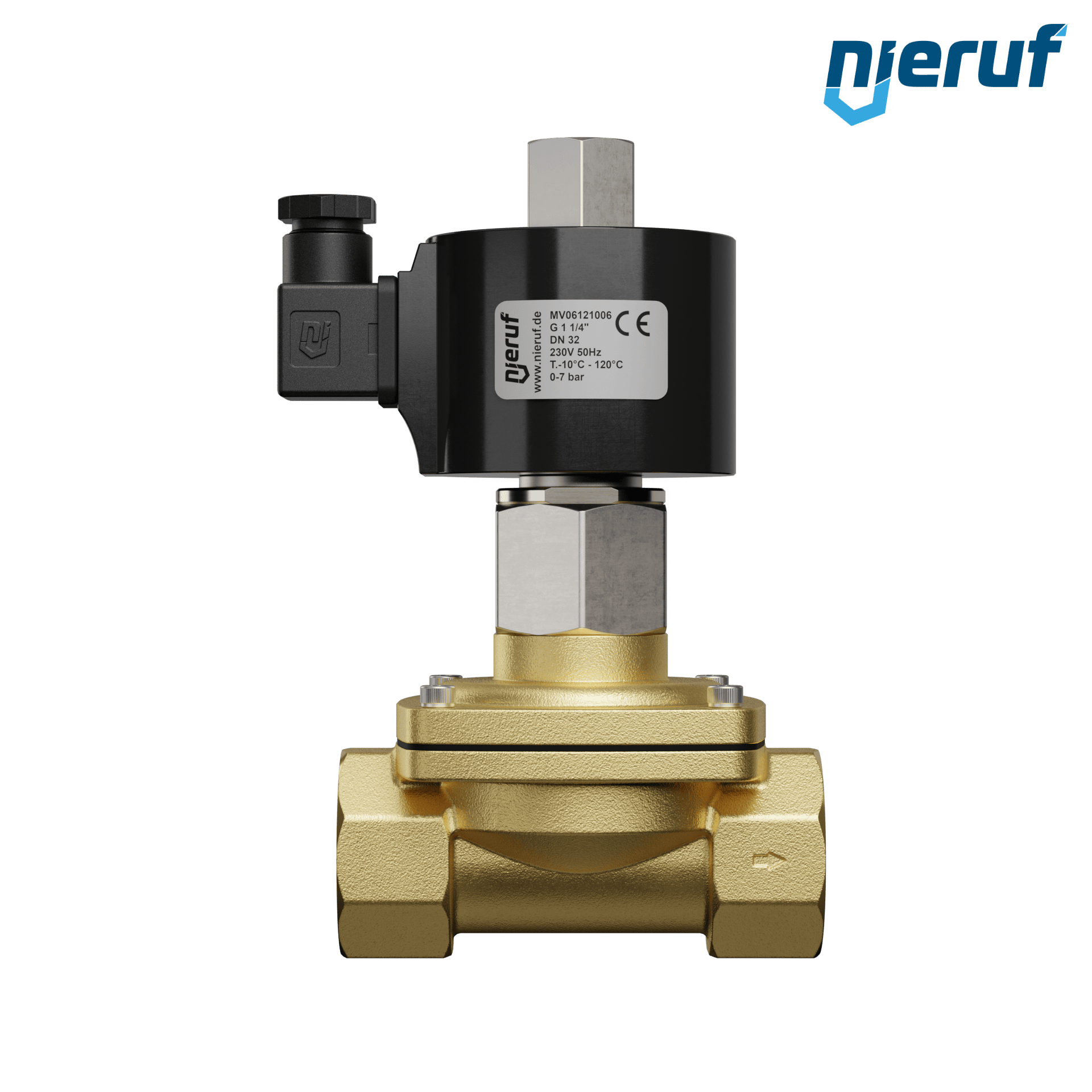 elettrovalvola DN32 G 1 1/4" pollici ottone MV06 FKM 230V 50Hz NO