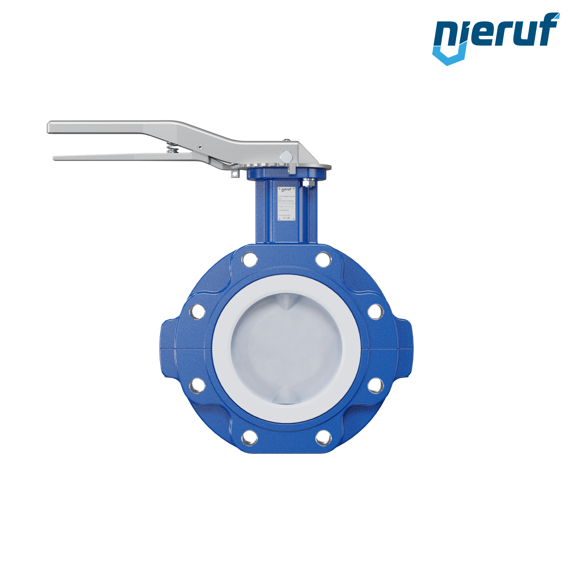 valvola a farfalla PFA PTFE AK10 DN125 ANSI150 leva inserto in FKM