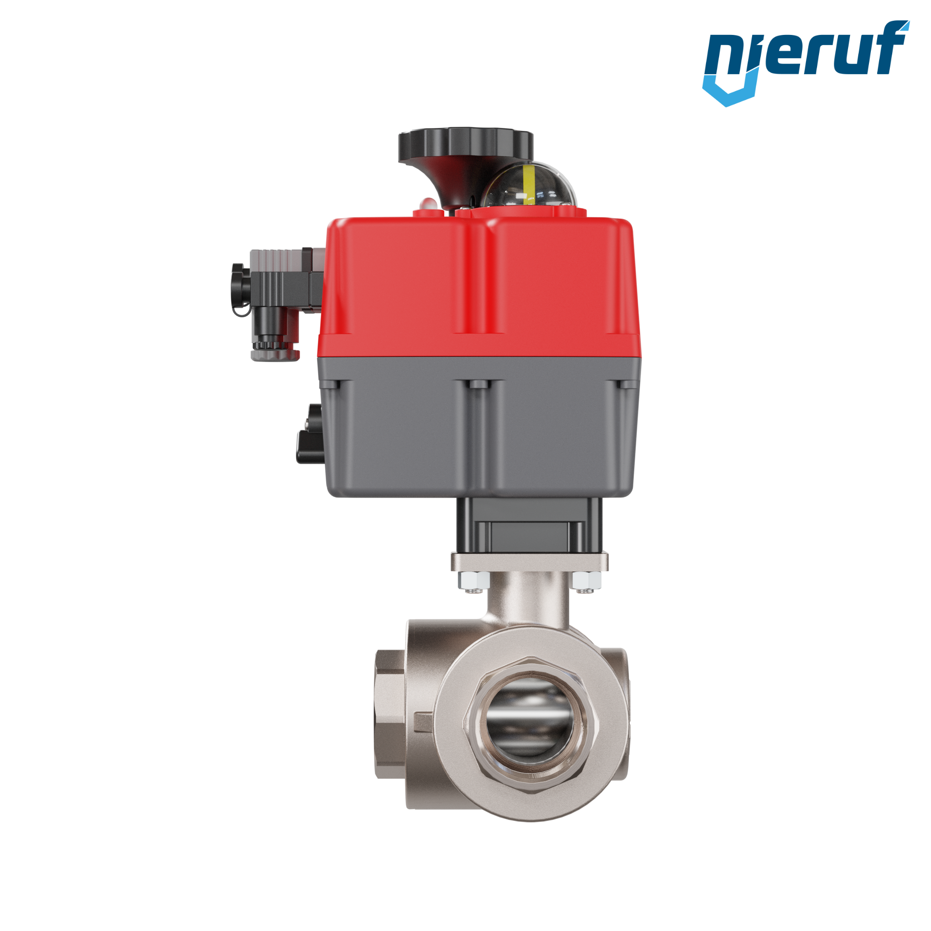 valvola a sfera a 3 vie con attuatore elettrico 24-240V DN40 - 1 1/2" pollici ottone a passaggio totale con incavo a forma di L