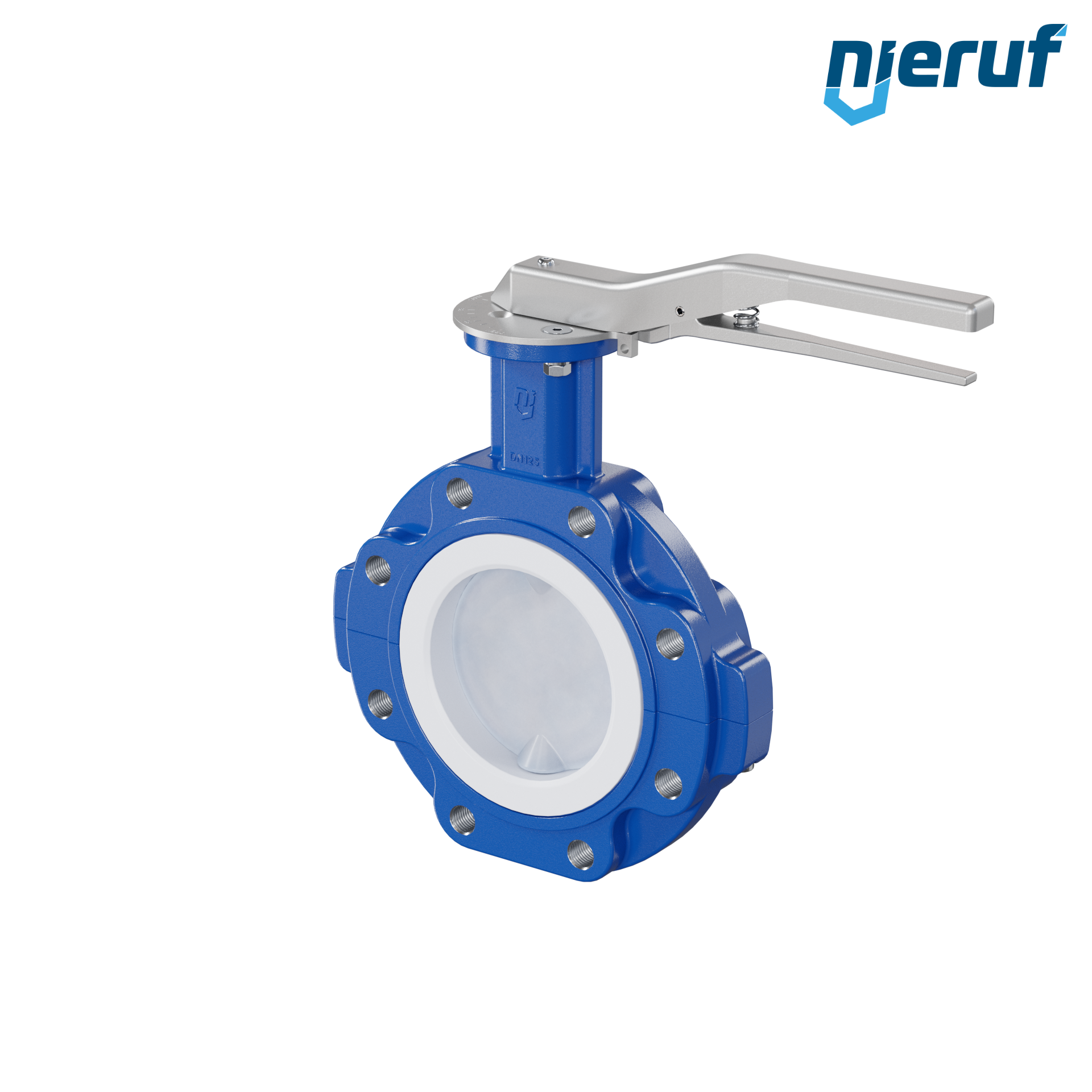 valvola a farfalla PFA PTFE AK10 DN125 ANSI150 leva inserto in FKM