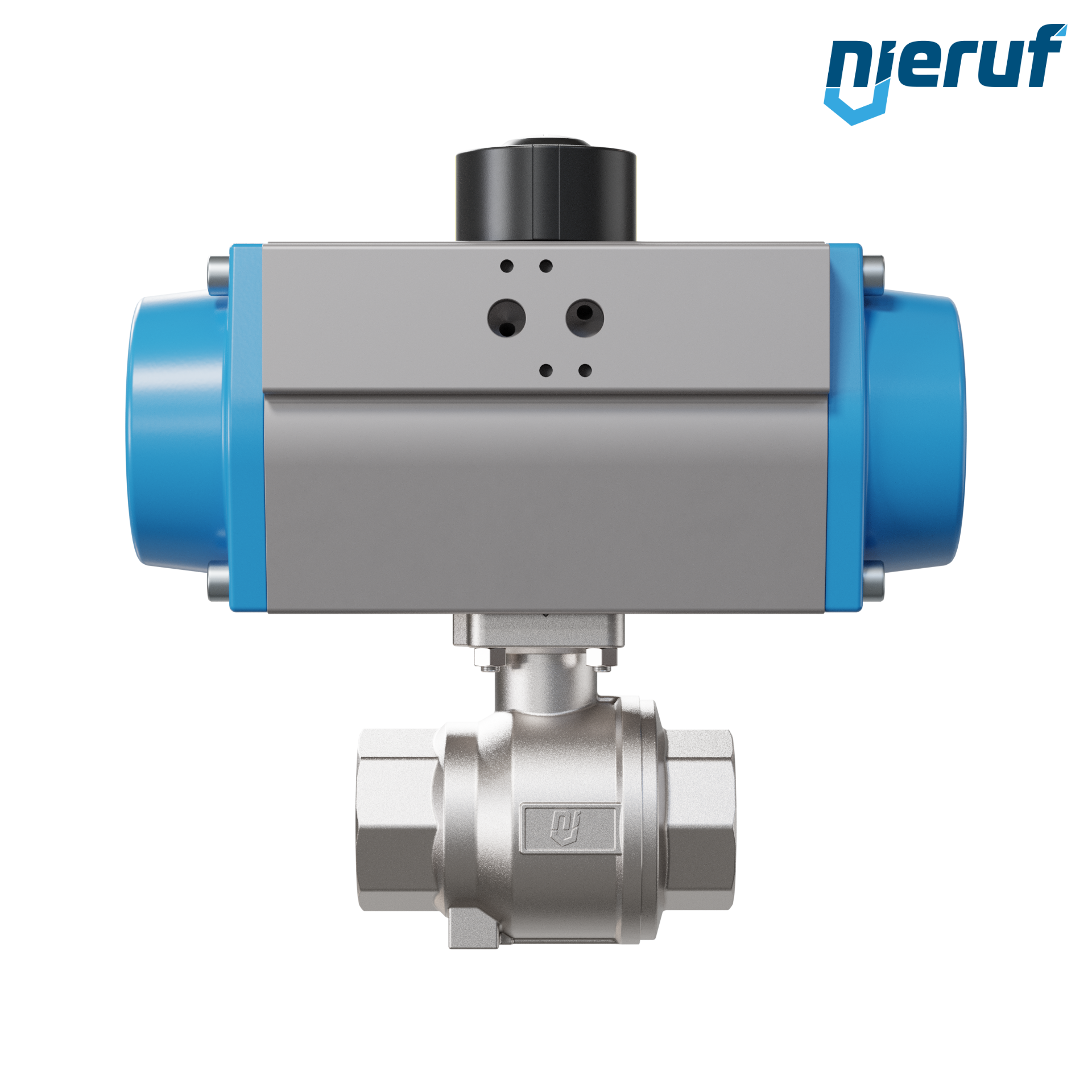 valvola a sfera con attuatore pneumatico DN40 - 1 1/2" pollici acciaio inossidabile azionamento rotativo a effetto semplice apertura a molla PK02 DVGW W