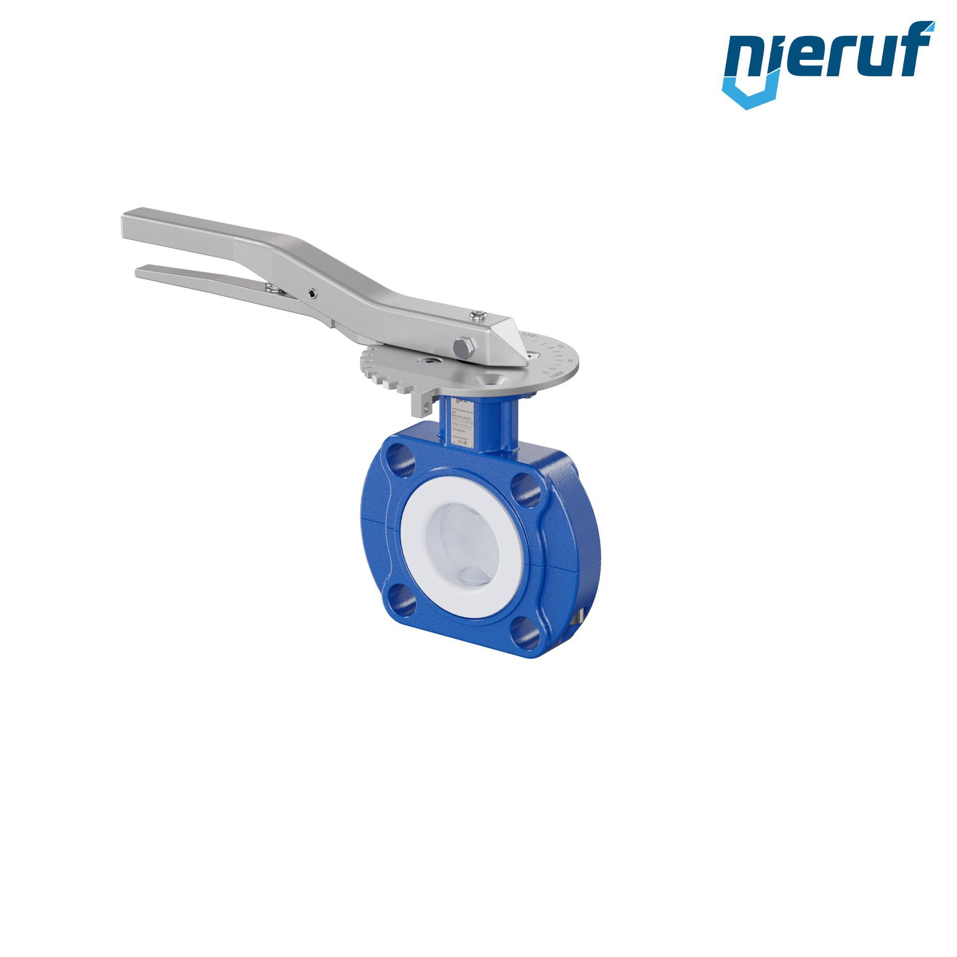valvola a farfalla PFA PTFE AK09 DN40 PN10-PN16 leva inserto in FKM