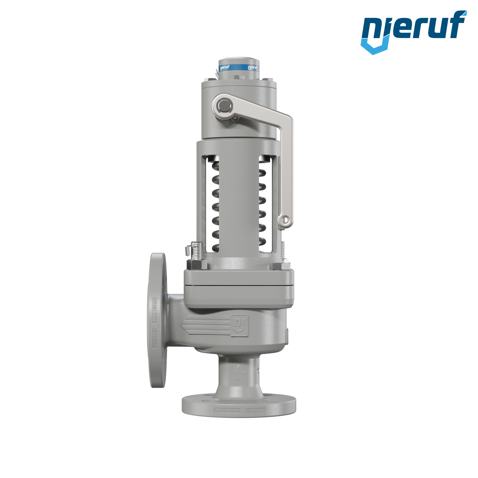 valvola di sicurezza flangiata DN32/DN50 SF06, cappello della molla aperto PTFE, dispositivo di sollevamento con leva