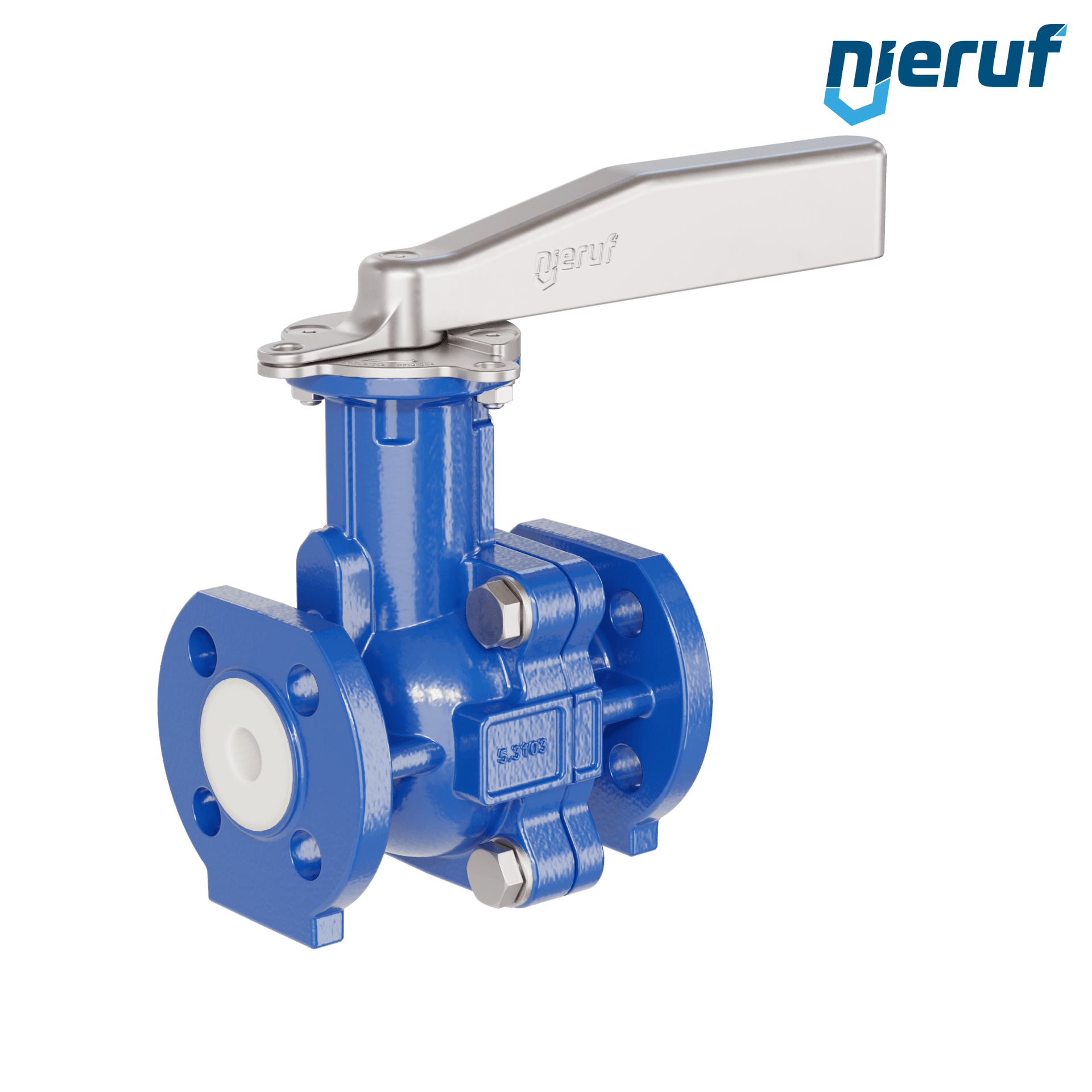 valvola a sfera flangiata PFA FK13 DN15 - 1/2" pollici PN10/16 in ghisa sferoidale 5.3103 con leva in acciaio