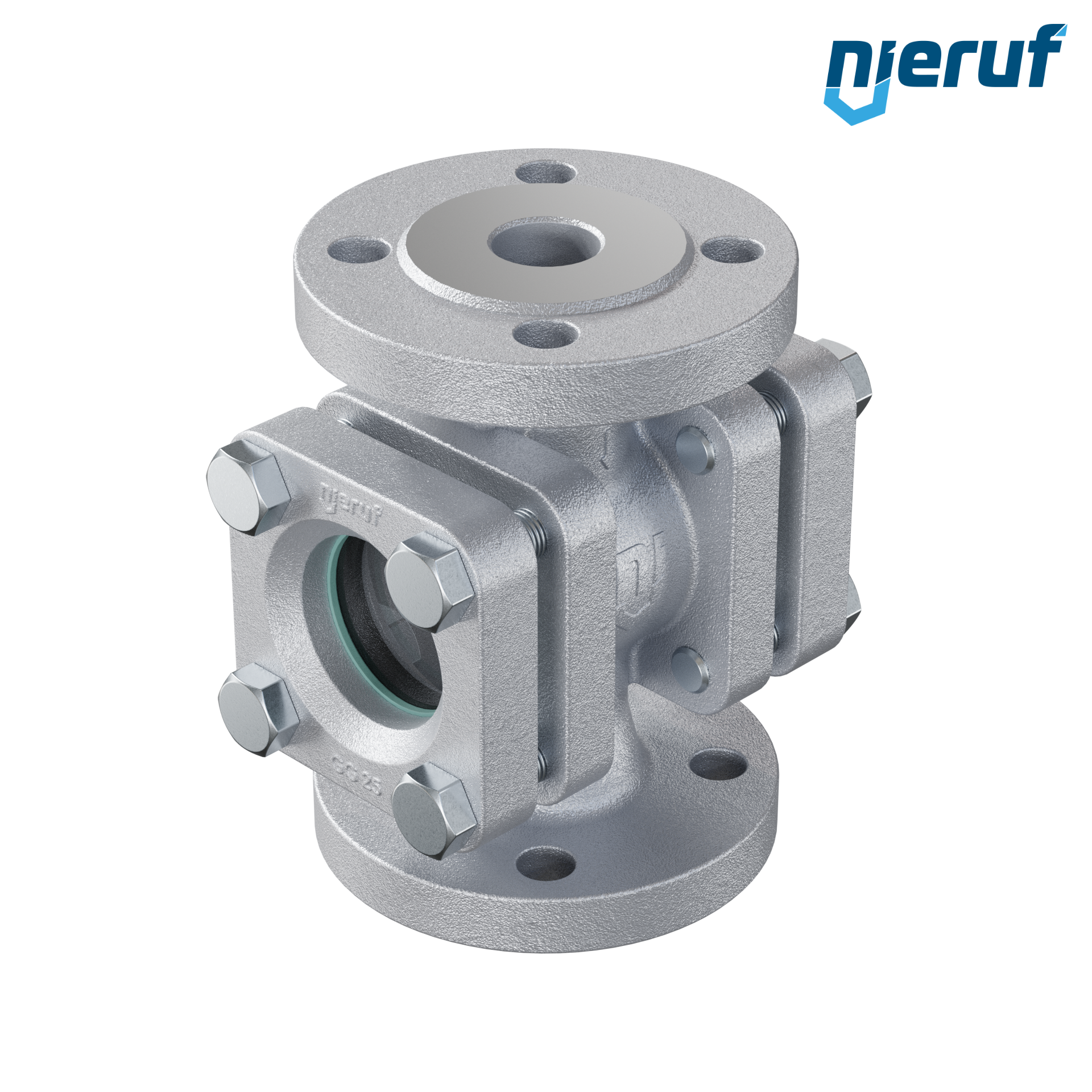 Specola visiva flangiata DN25 - 1" pollici ghisa GG25 flangia ANSI 150 vetro borosilicato versione con rotore in PTFE