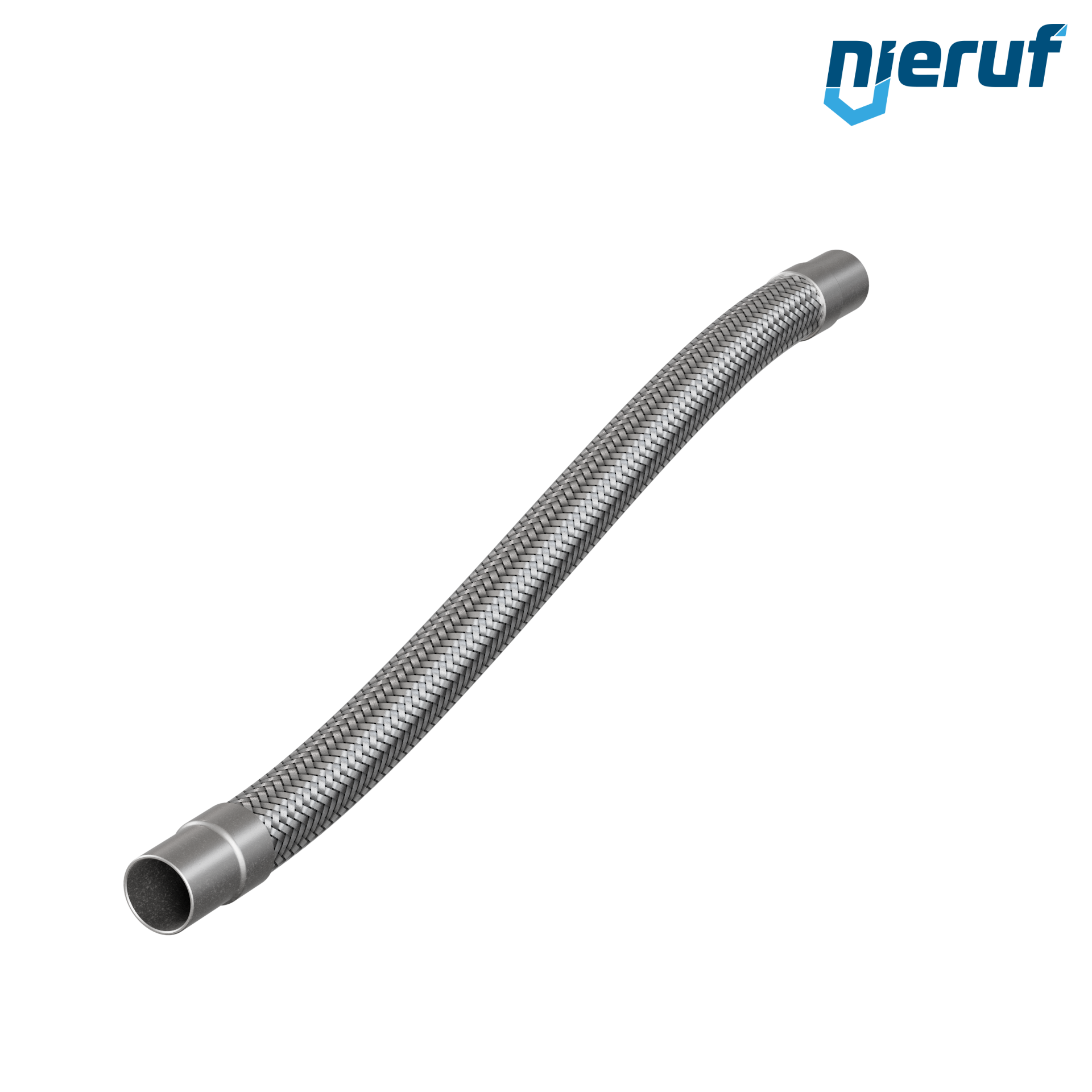 Tubo corrugato in acciaio inossidabile ES01 DN25 - 33.7 mm con treccia singola e estremità a saldare Lunghezza 1000 mm