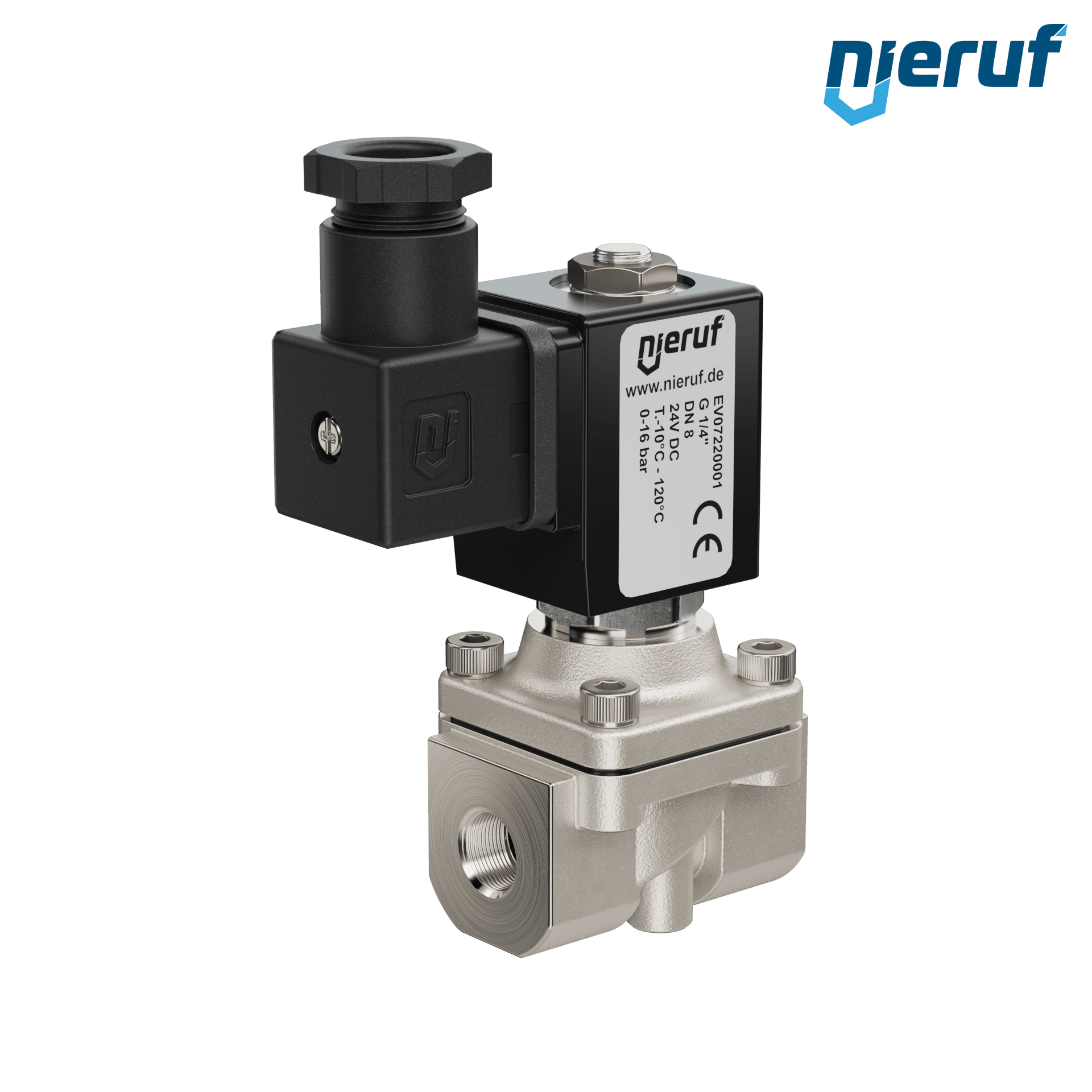 elettrovalvola G 1/4" pollici acciaio inossidabile EV07 FKM 24V DC