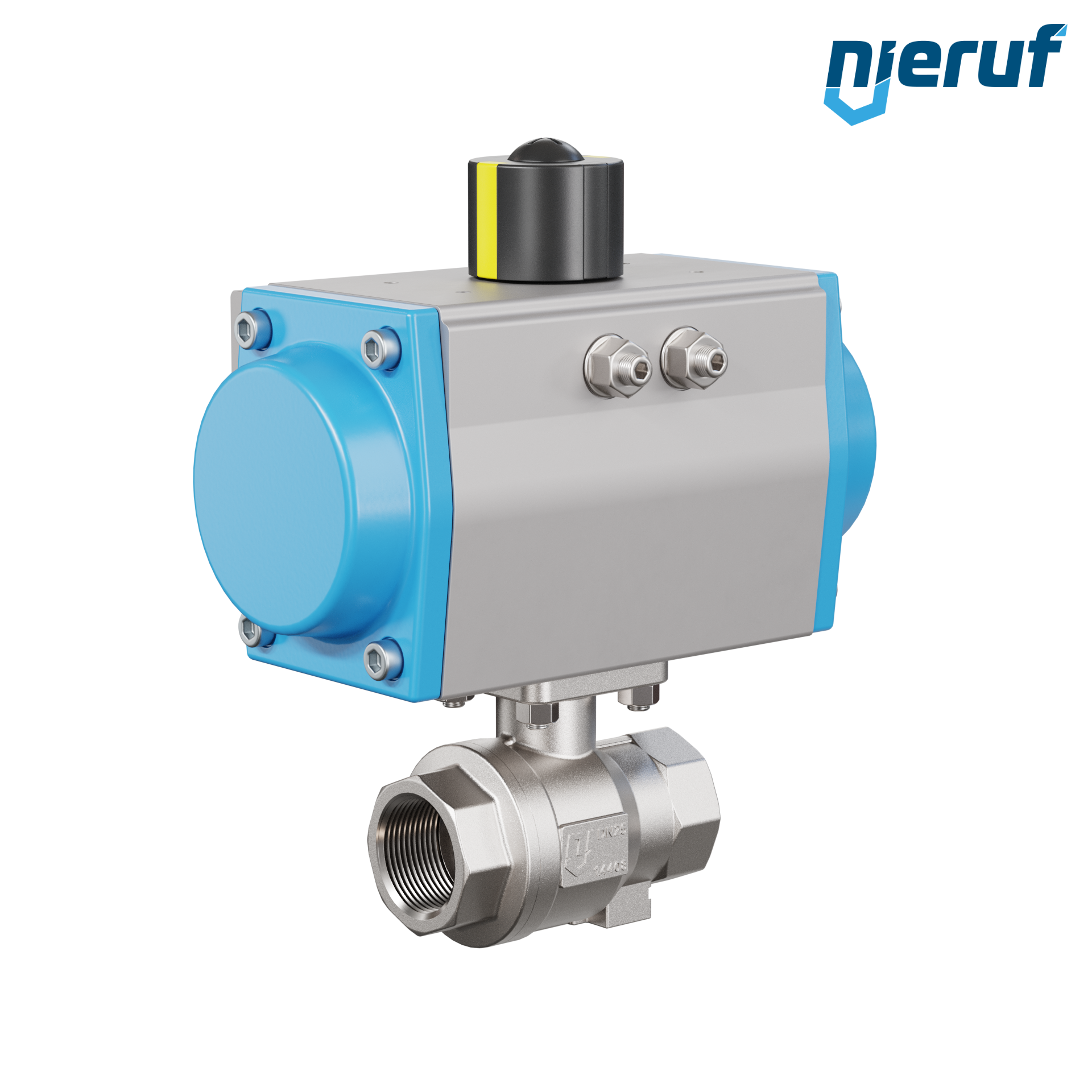 valvola a sfera con attuatore pneumatico DN25 - 1" pollici acciaio inossidabile azionamento rotativo a effetto semplice apertura a molla PK02 DVGW W