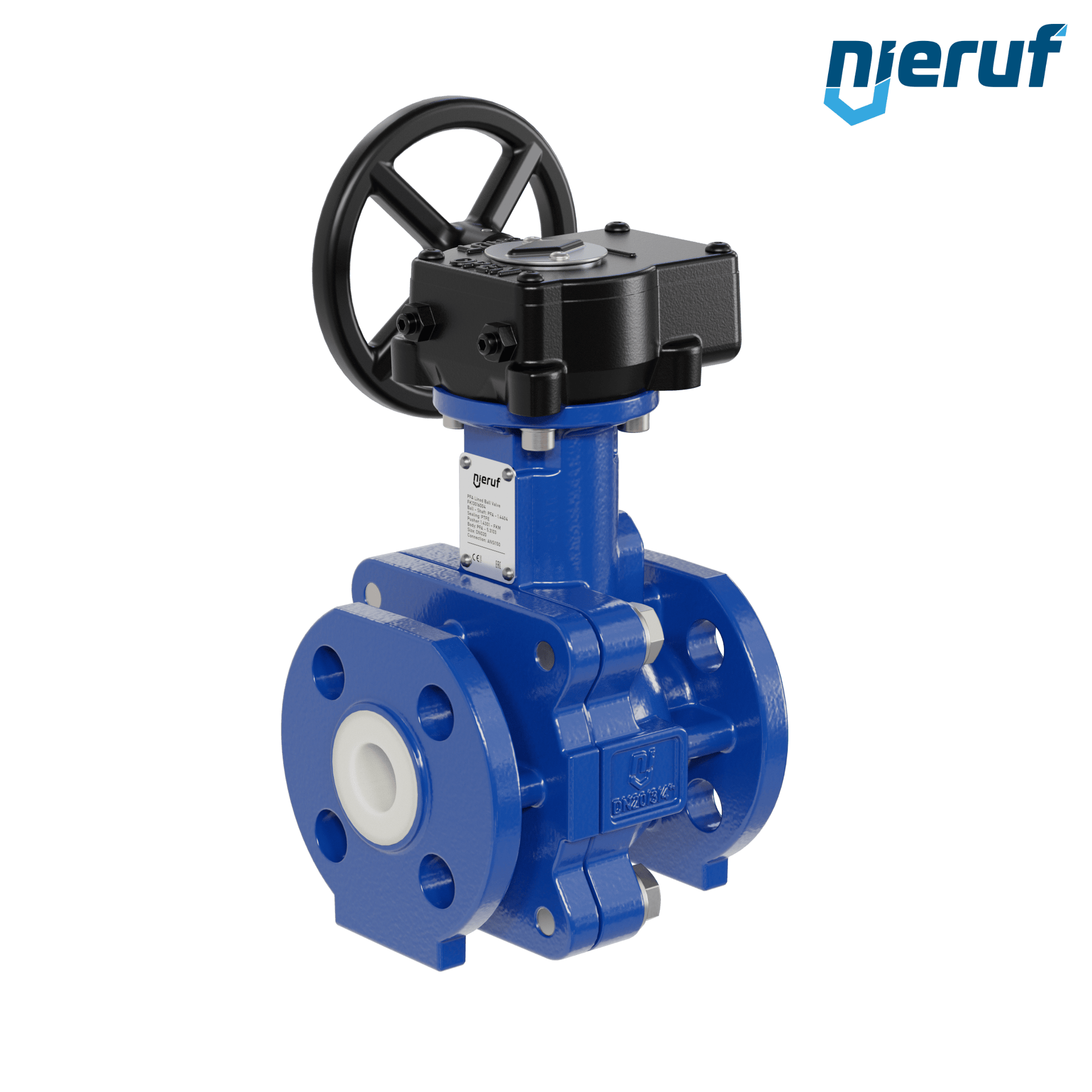 valvola a sfera flangiata PFA FK13 DN20 - 3/4" pollici ANSI 150 inghisa sferoidale 5.3103 con volantino manuale