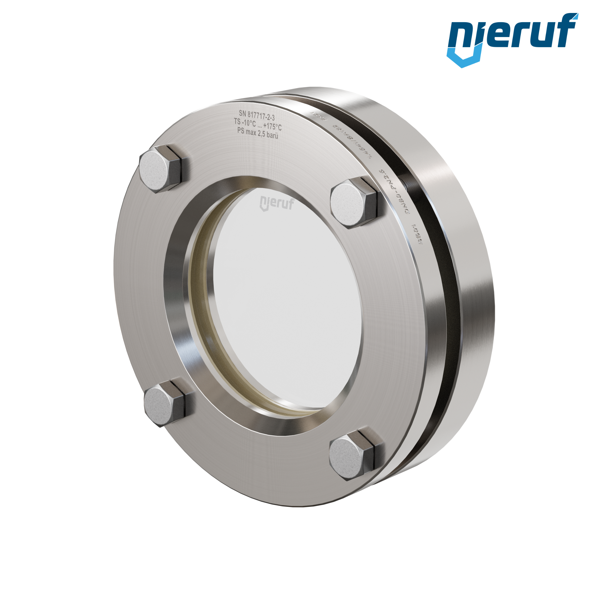oblò di osservazione per serbatoi DN80 BS01 acciaio inossidabile 1.4571 NBR vetro borosilicato 2,5bar