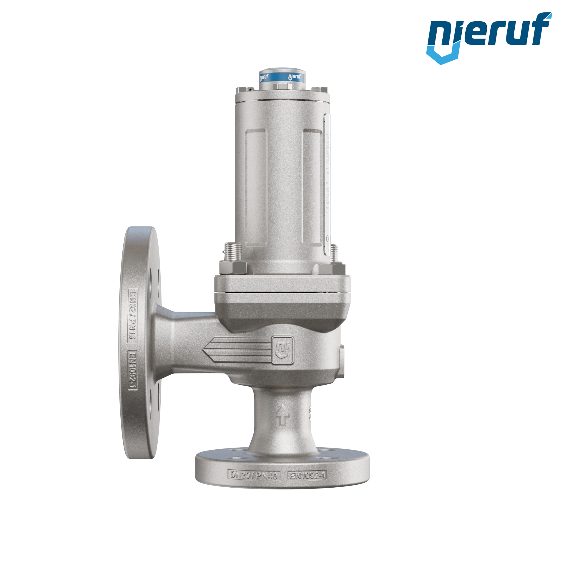 valvola di sicurezza flangiata DN20/DN32 SF04, acciaio inox 1.4408 PTFE, senza dispositivo di sollevamento