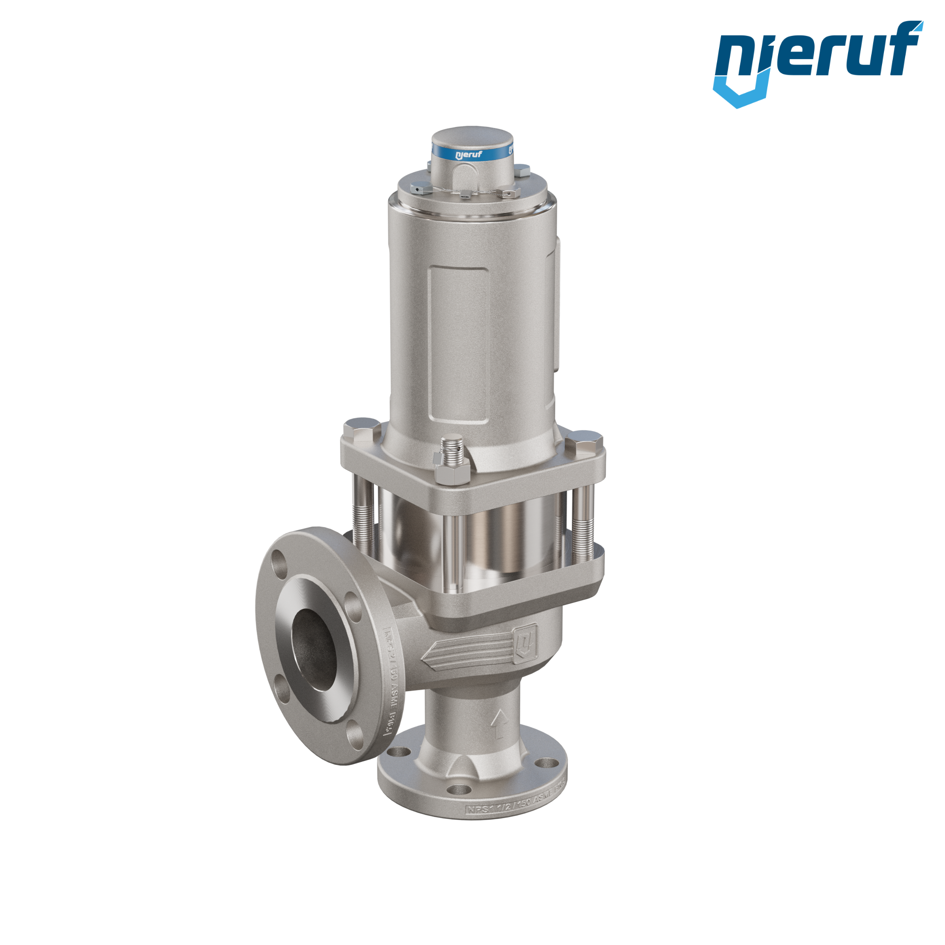 valvola di sicurezza flangiata ASME fluidi liquidi a tenuta di gas con manicotto di tenuta ANSI 150 DN32 1 1/2" x 2" SF07 acciaio, FFKM, senza dispositivo di sollevamento